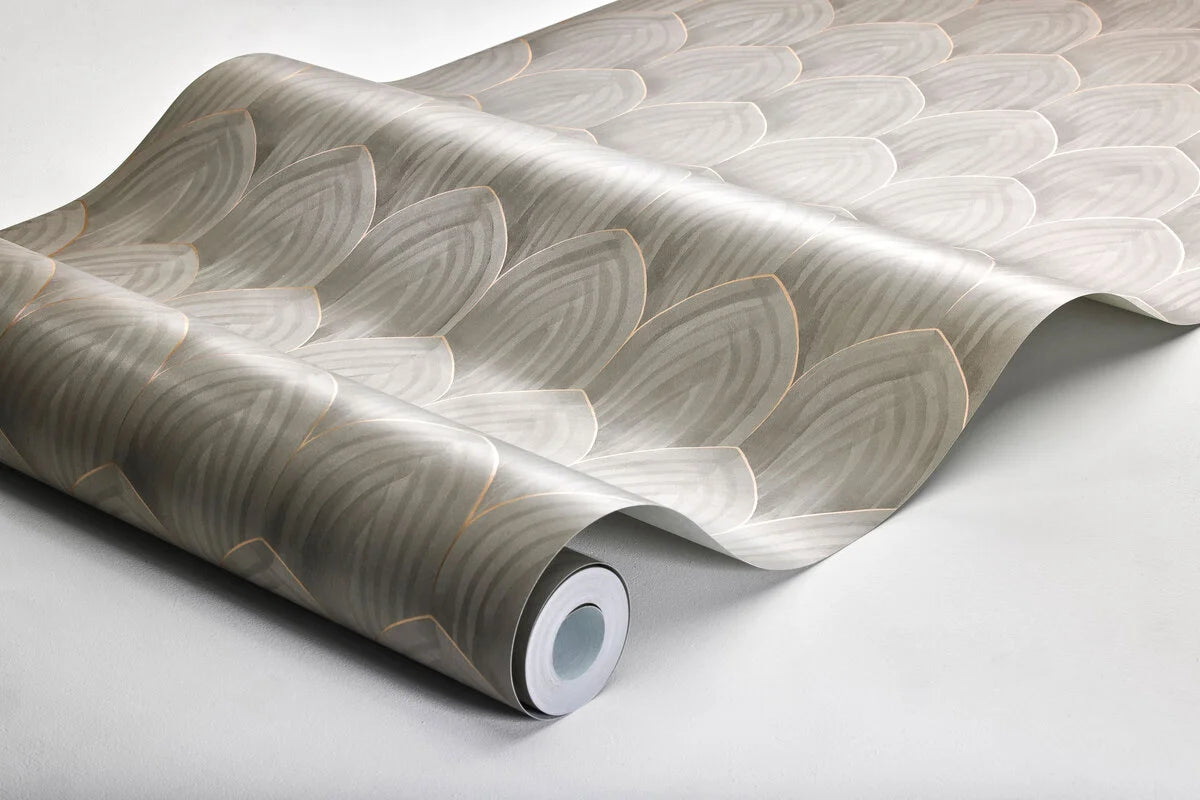 Wallpaper with geometric arch pattern GOLDEN ARCHES brown