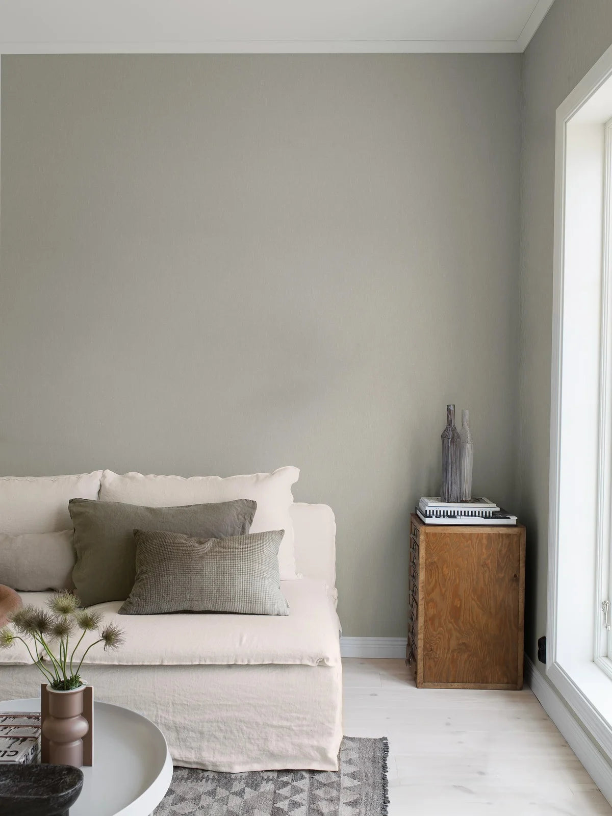 Structural wallpaper imitating linen - NATURAL LINEN dark beige