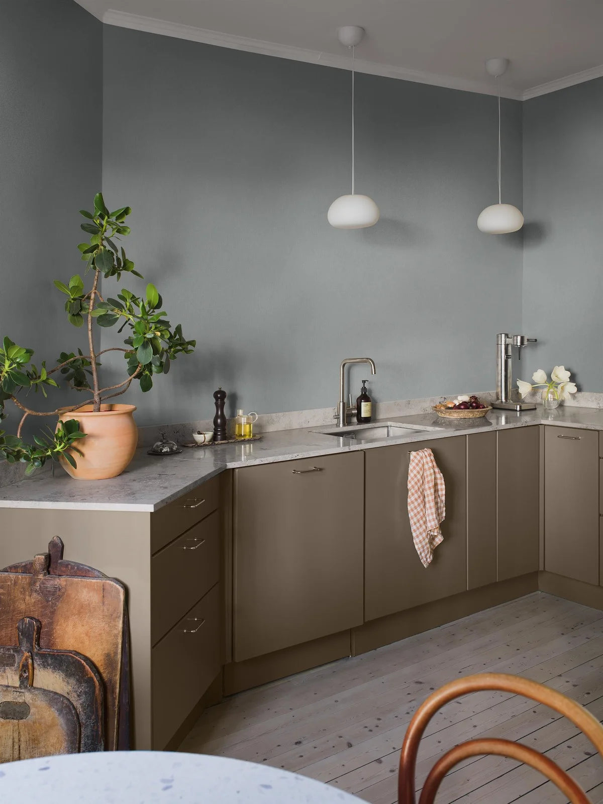 Structural wallpaper imitating linen LINEN - CLOUDY blue-gray