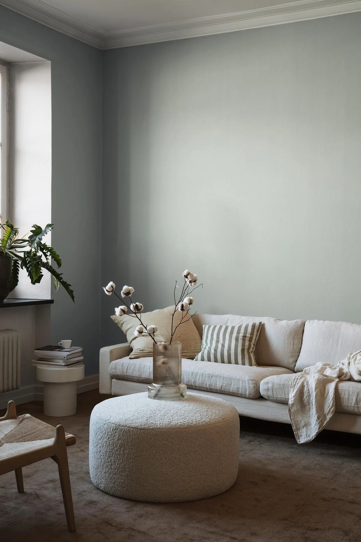 Structural wallpaper resembling linen LINEN - SOFT JADE gray-green