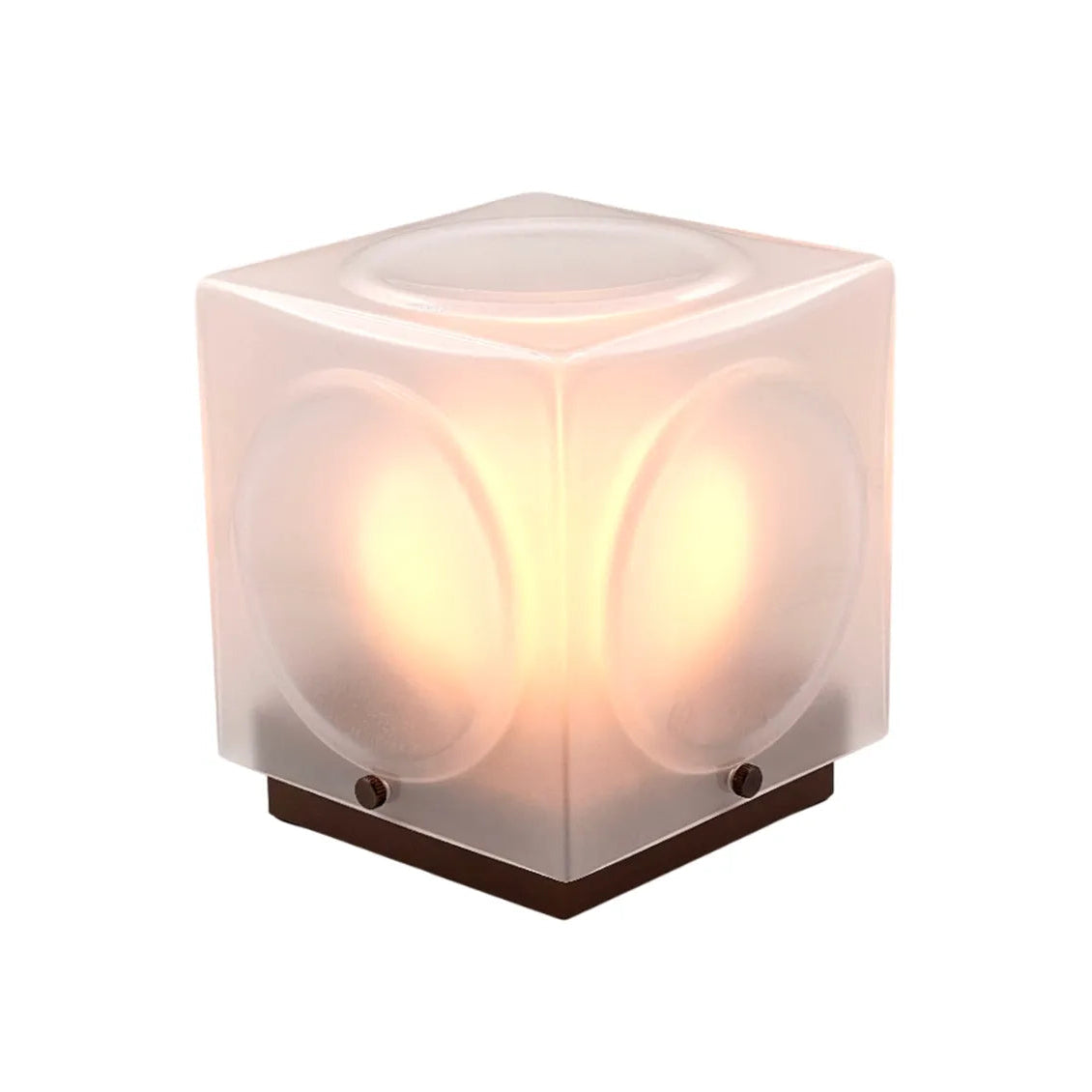 Portable lamp CHANT with a matte shade and a brown base.