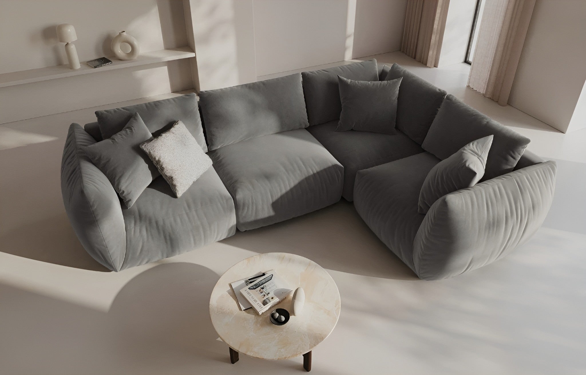 Velvet modular sofa CHRIS - central element dark gray
