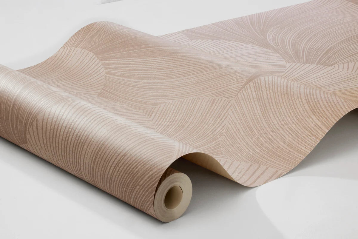 Non-woven paper wallpaper with an abstract pattern MIRAGE in powder pink