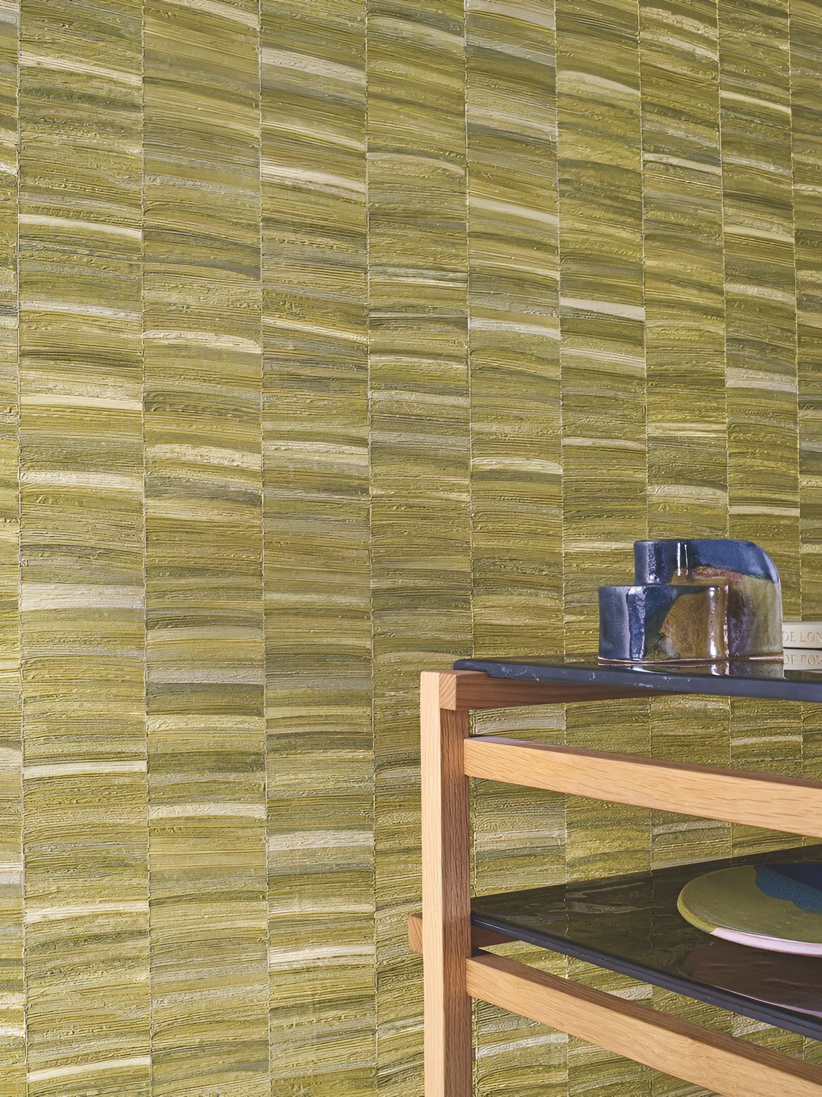 Structural vinyl wallpaper STYLOSA - OLIVE olive