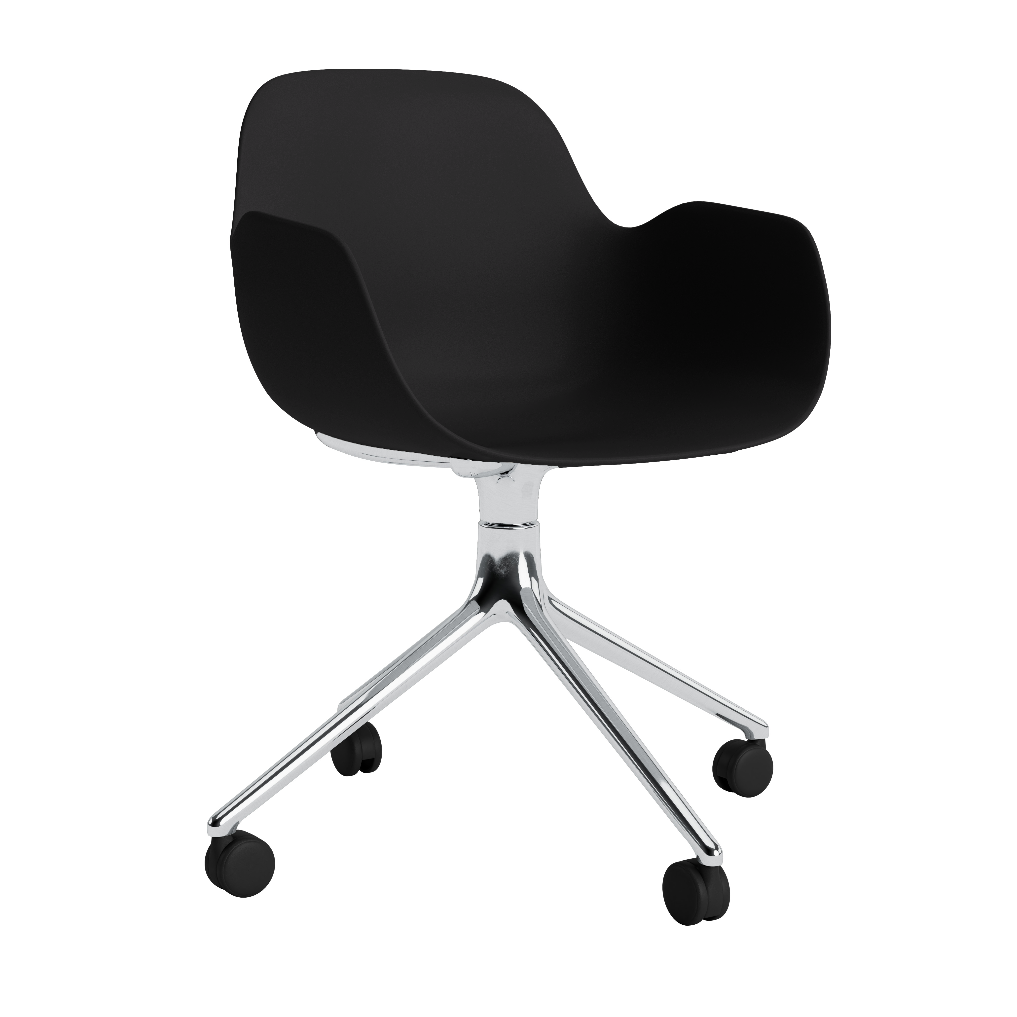 Office chair with 4W Black Form armrests with an aluminum base