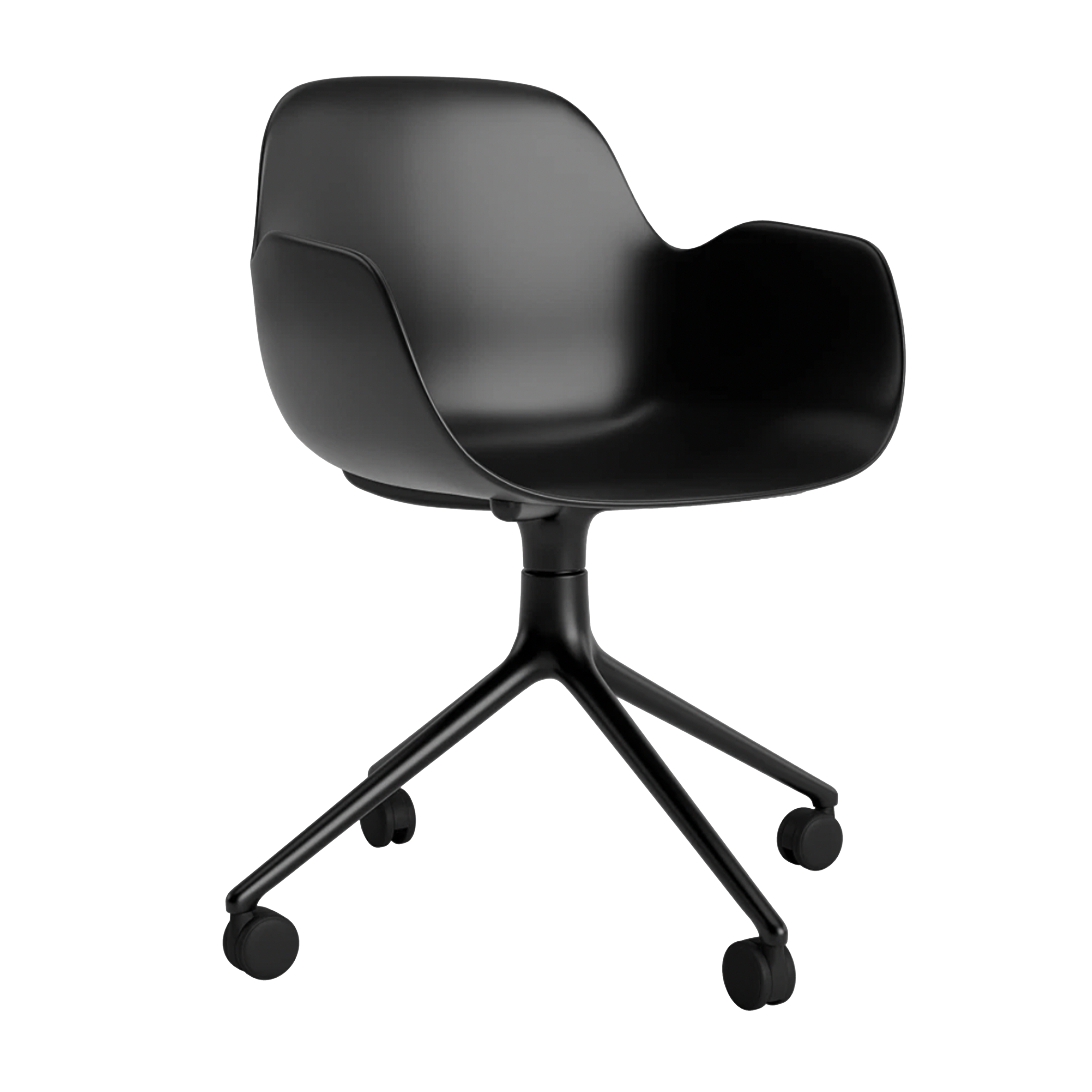 Office chair with 4W Black Form armrests with a black base