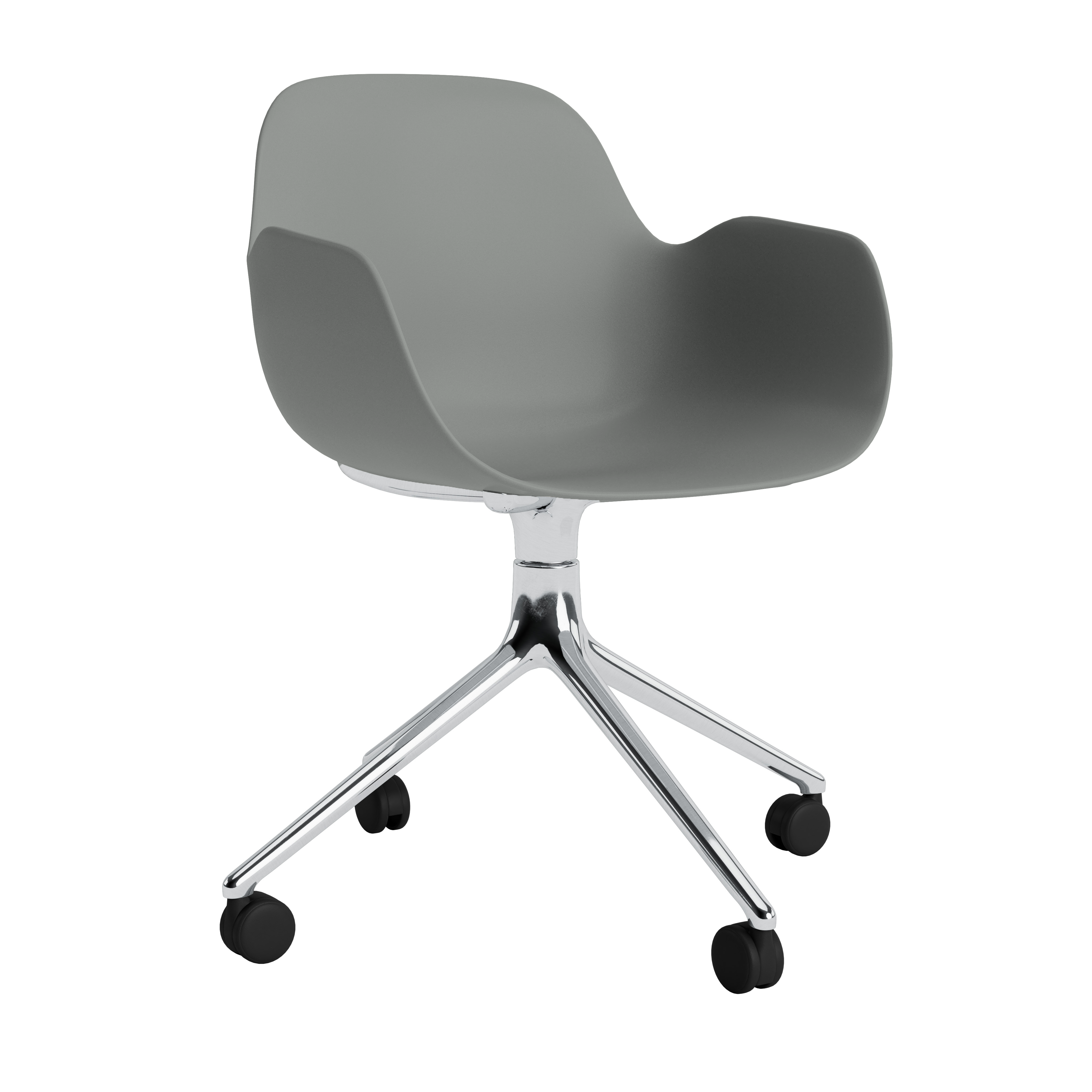 Office chair with 4W gray forms with an aluminum base