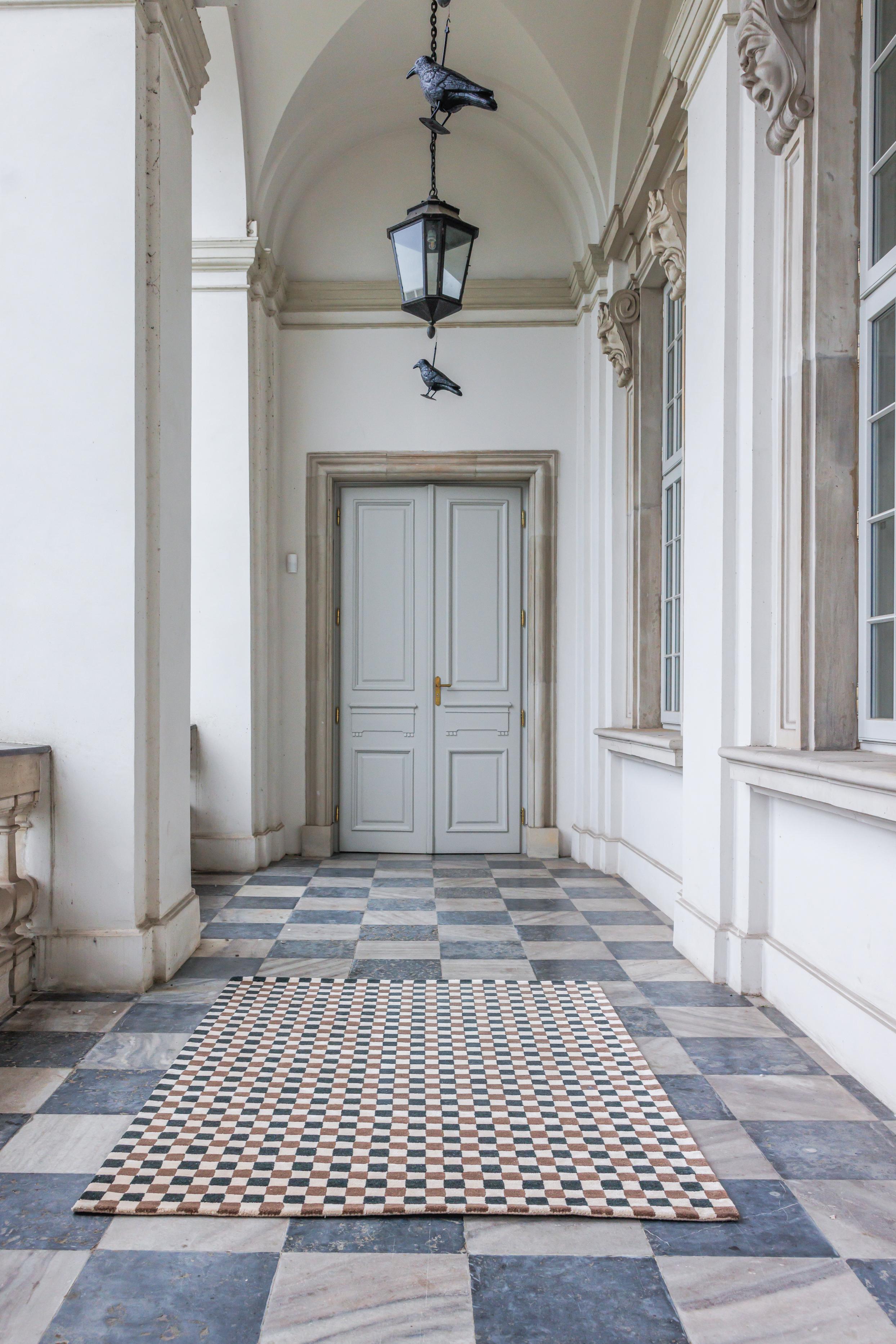 FLICKER dark green rug with beige and brown [Amelia]