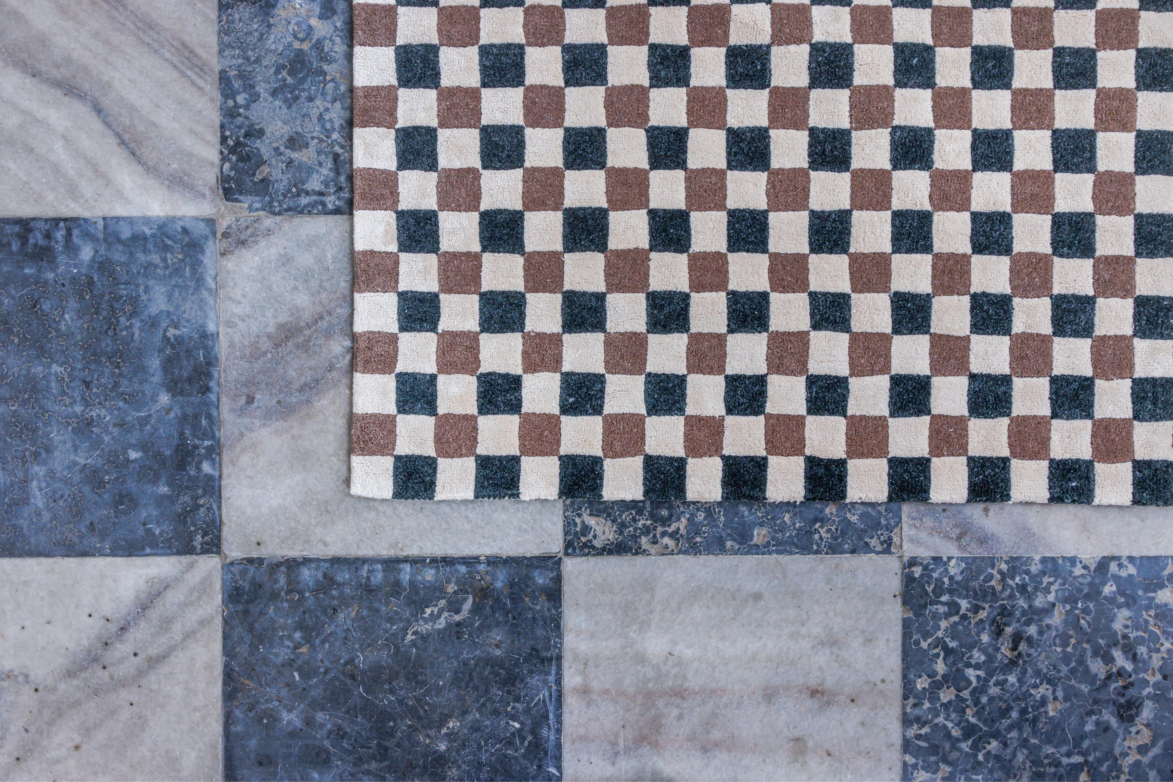 FLICKER dark green rug with beige and brown [Amelia]
