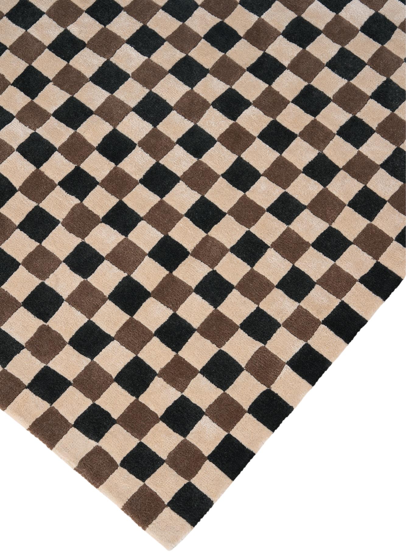 FLICKER dark green rug with beige and brown [Amelia]