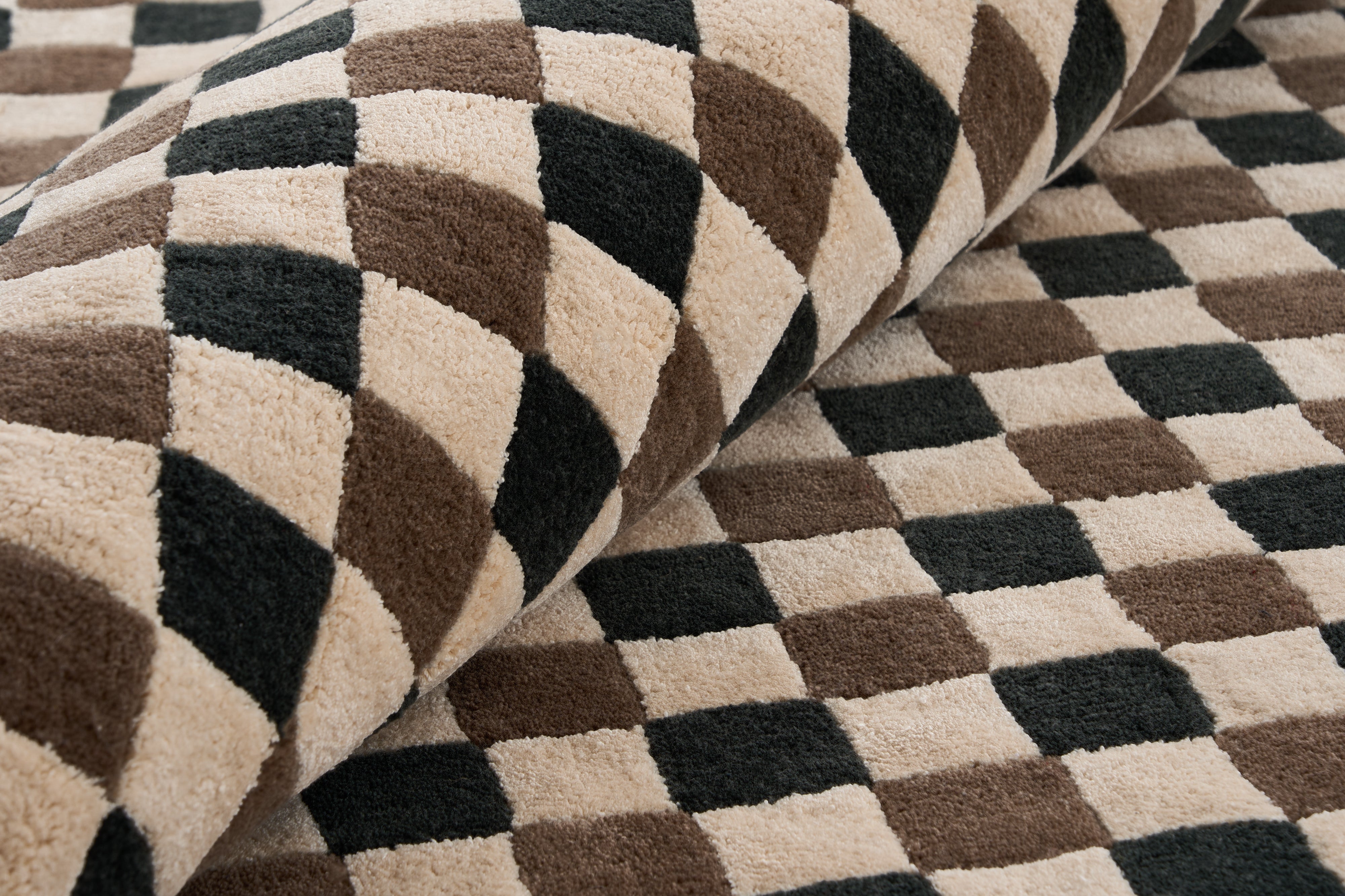 FLICKER dark green rug with beige and brown [Amelia]
