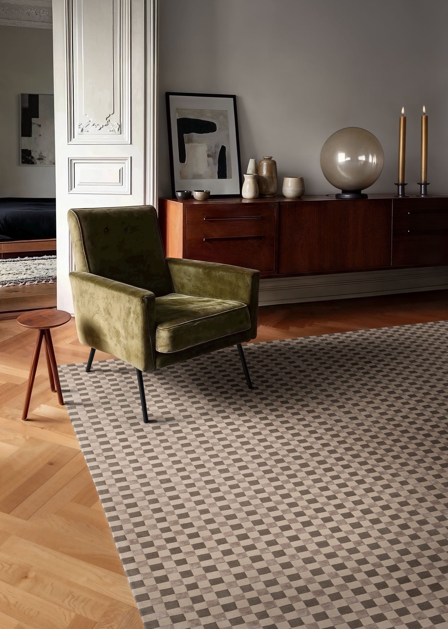 FLICKER beige rug with light gray [Amelia]