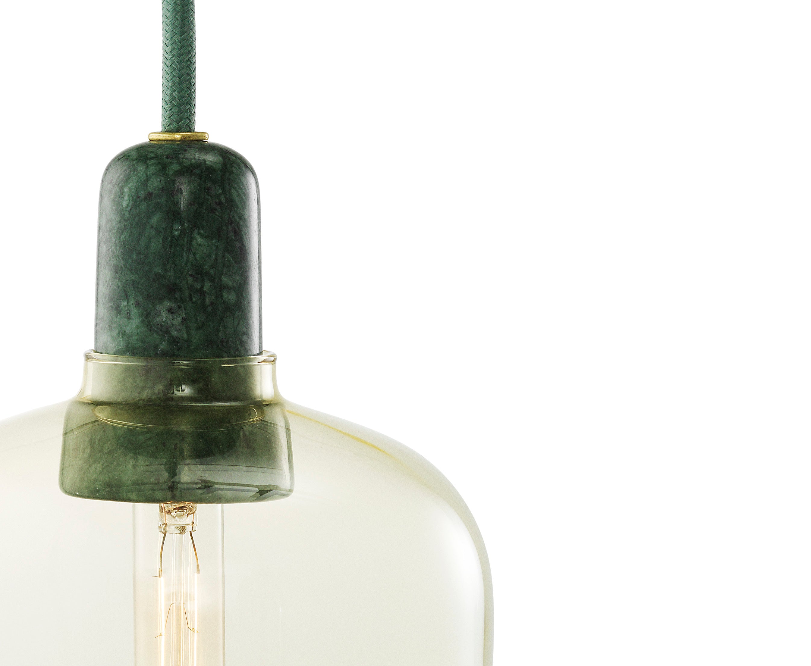 AMP Hängelampe Gelbes Glas mit grünem Marmor