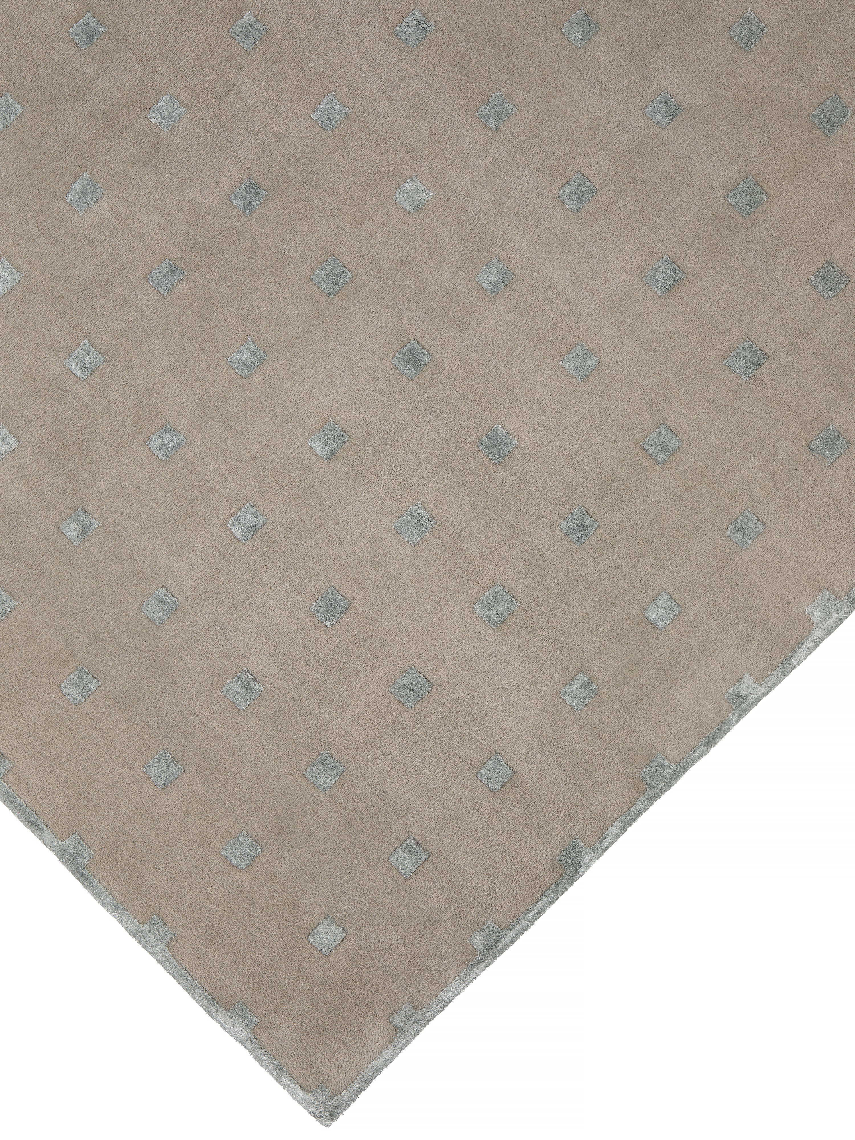 Beige DELTA rug with mint squares [Amelia]