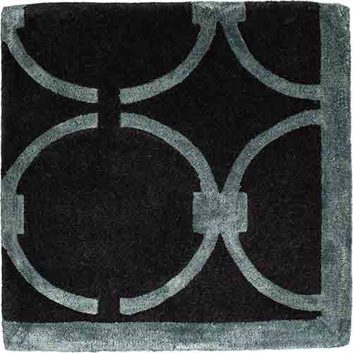 Teppich GLAM dunkelgrau mit blauem geometrischen Muster [Amelia]
