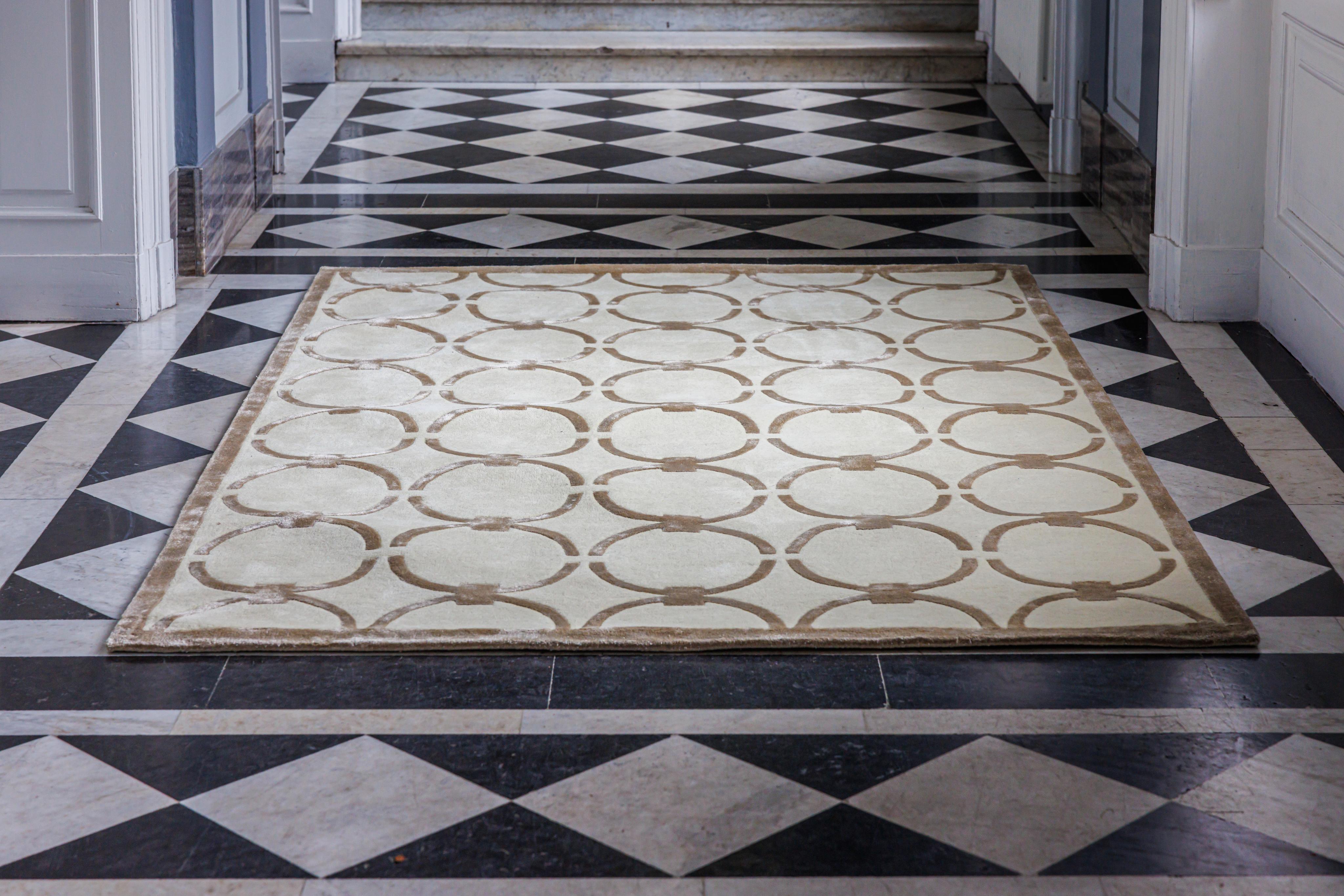 Teppich GLAM creme mit beigem geometrischem Muster [Amelia]