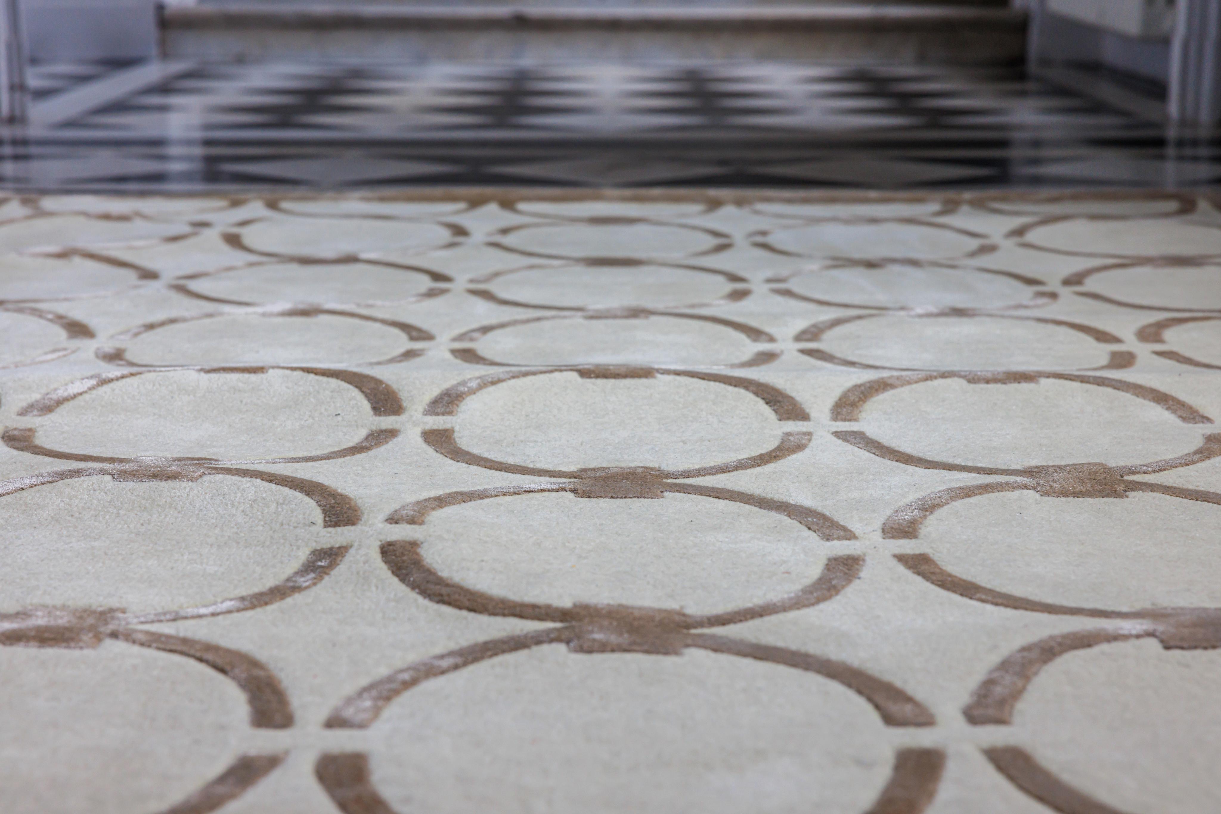 Teppich GLAM creme mit beigem geometrischem Muster [Amelia]