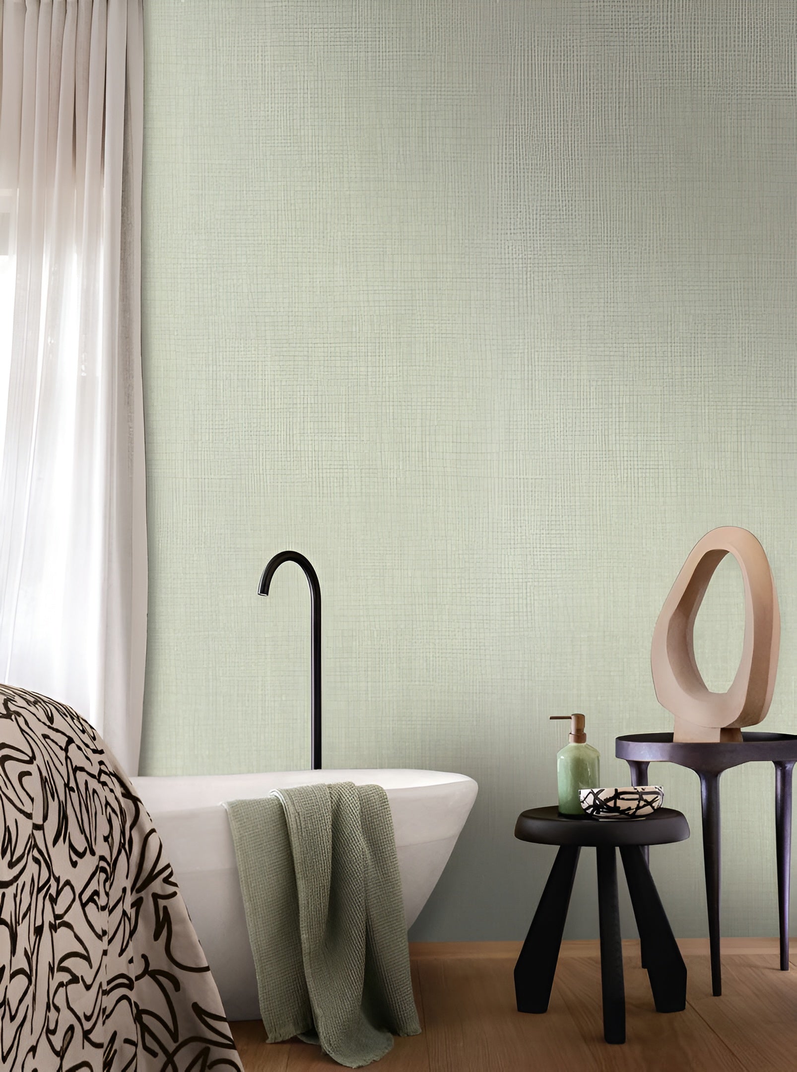 Structural wallpaper resembling linen canvas SHINOK - ELEPHANT warm gray