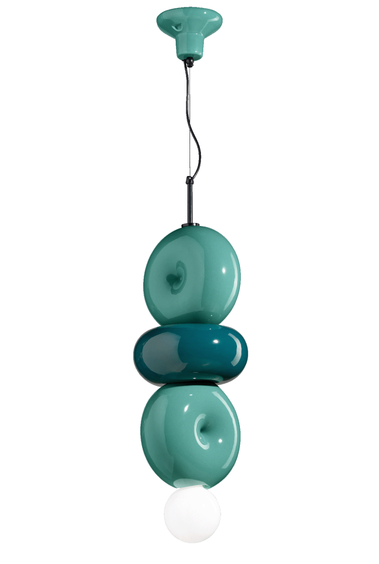 Ceramic turquoise ceramic lamp with green Petrol