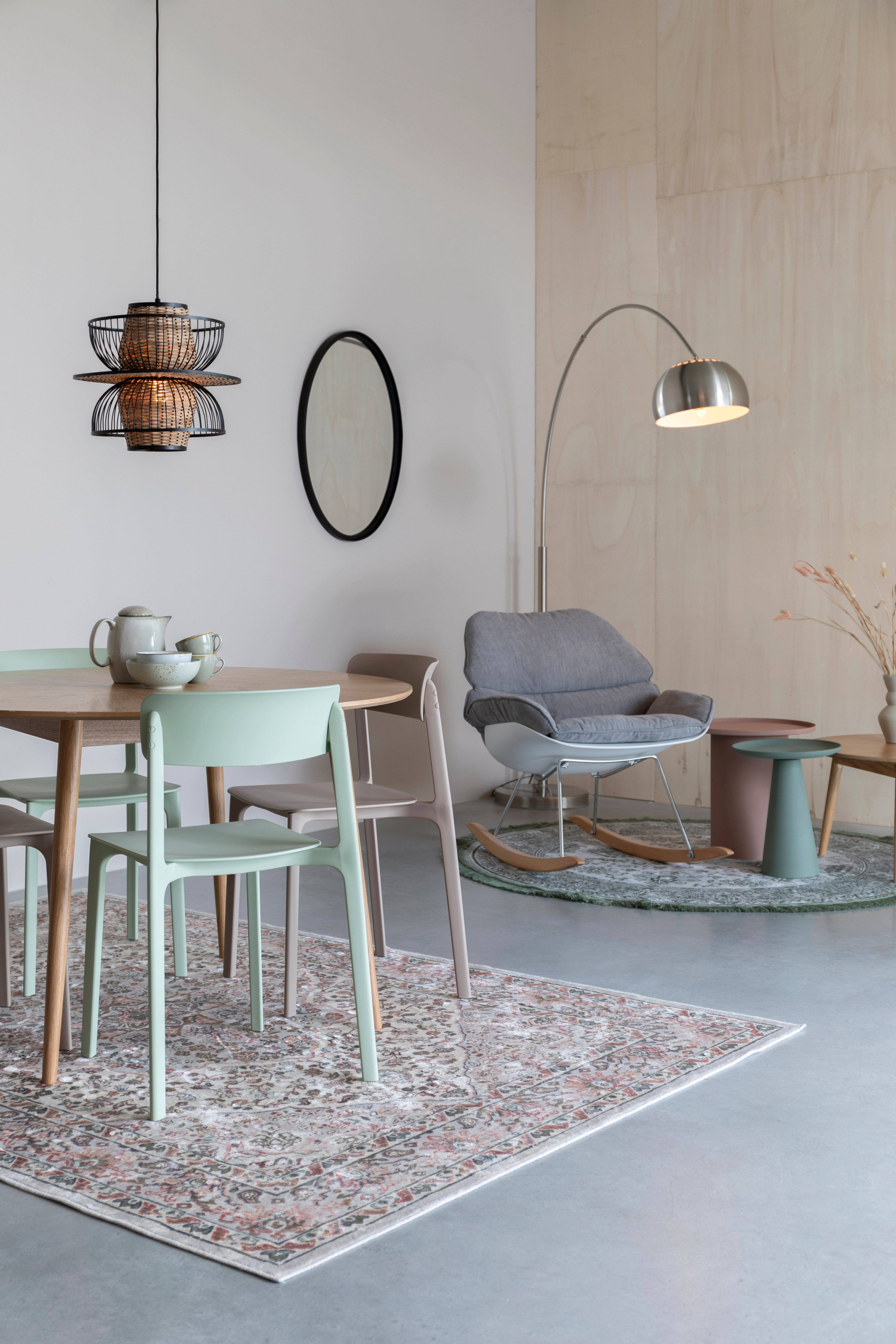 CARMEN Black Pendant Lamp with Natural Finish