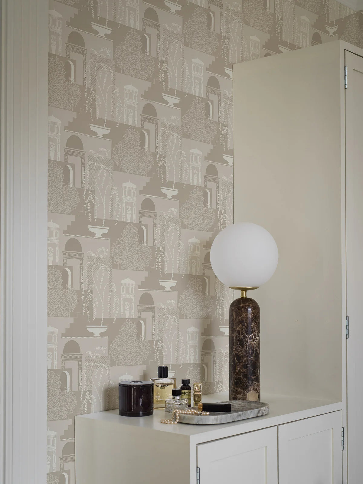 Antique Landscape Wallpaper MIMI Gray-Beige