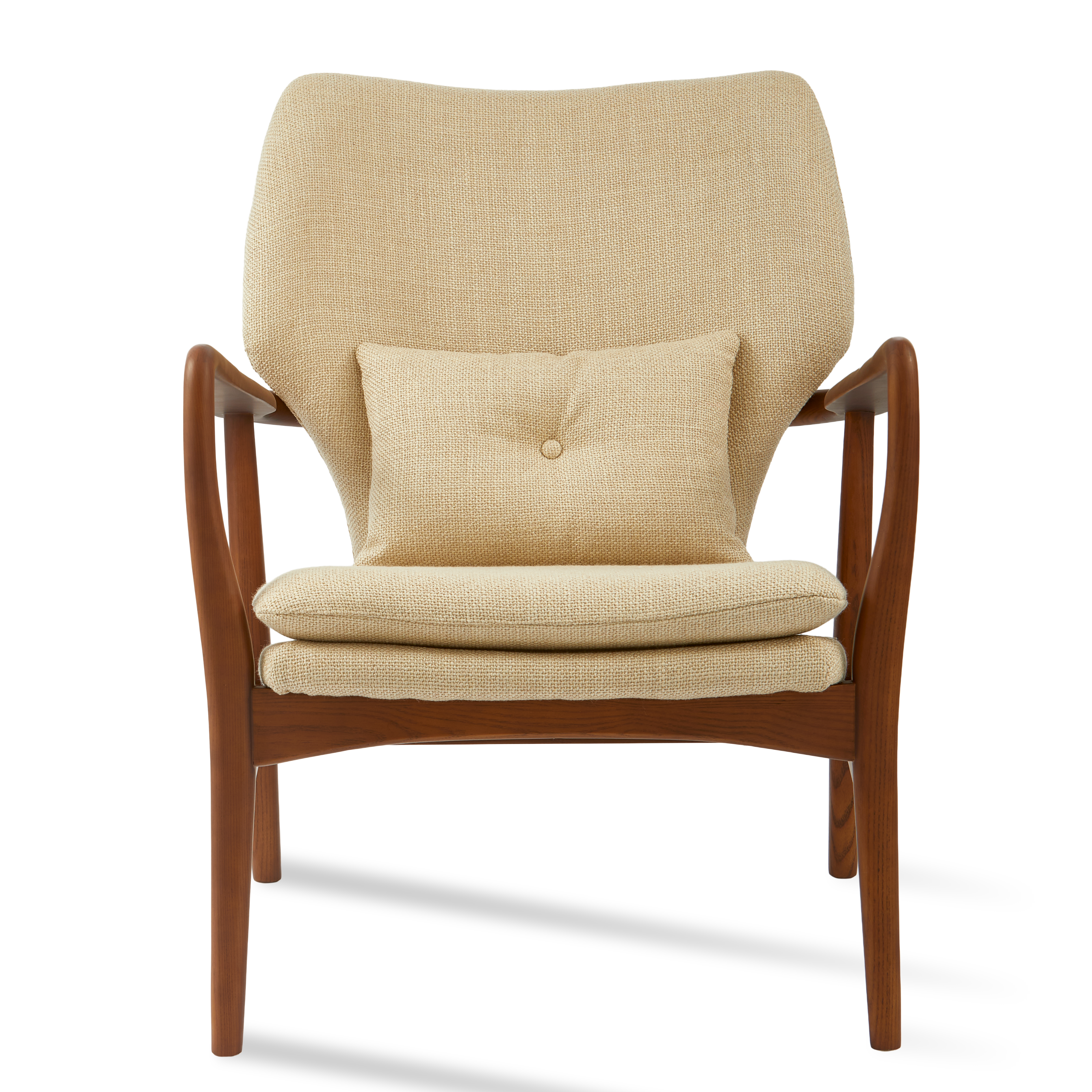 Beige PEGGY Armchair with Wooden Base