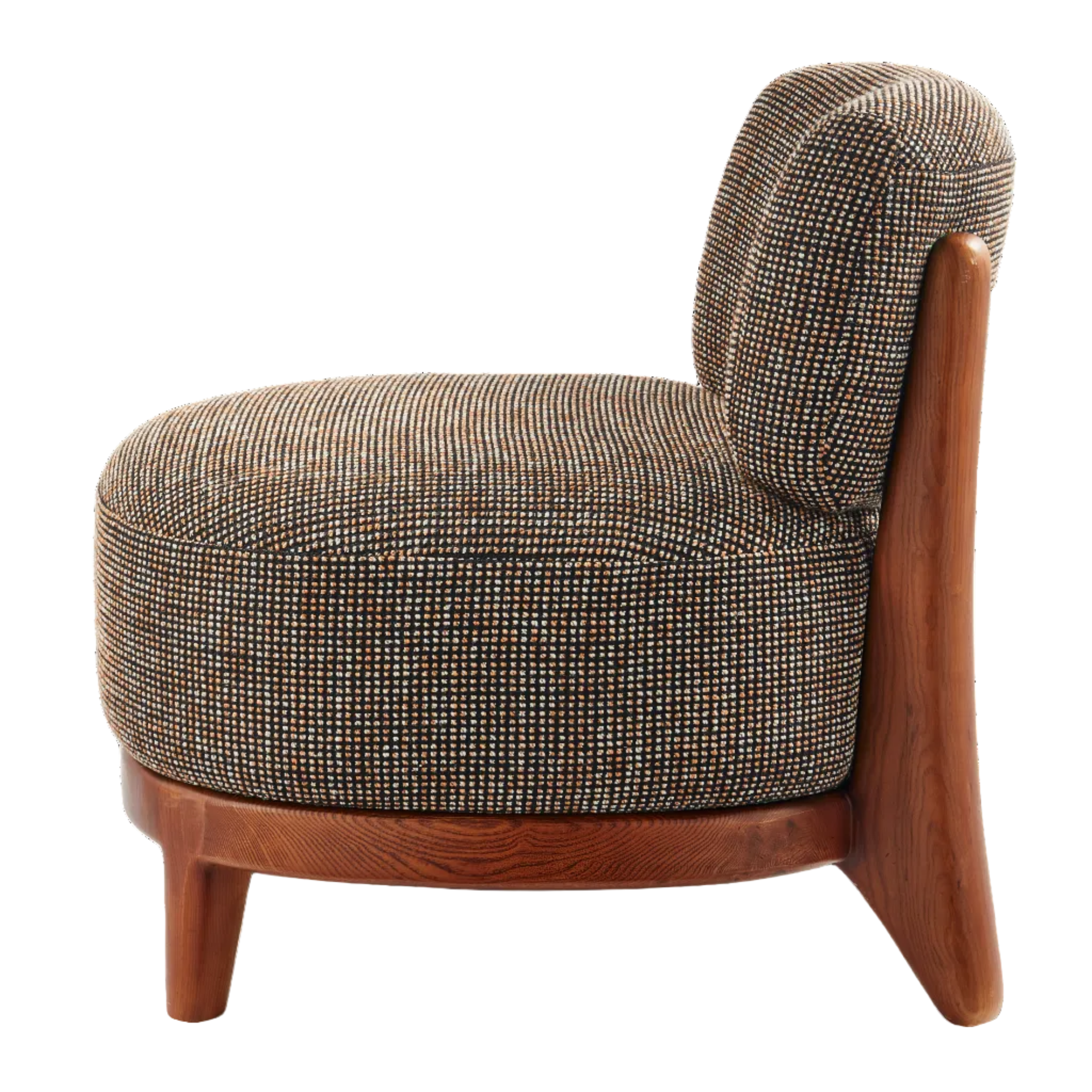 FIZZ Armchair in Dark Brown with Wooden Base