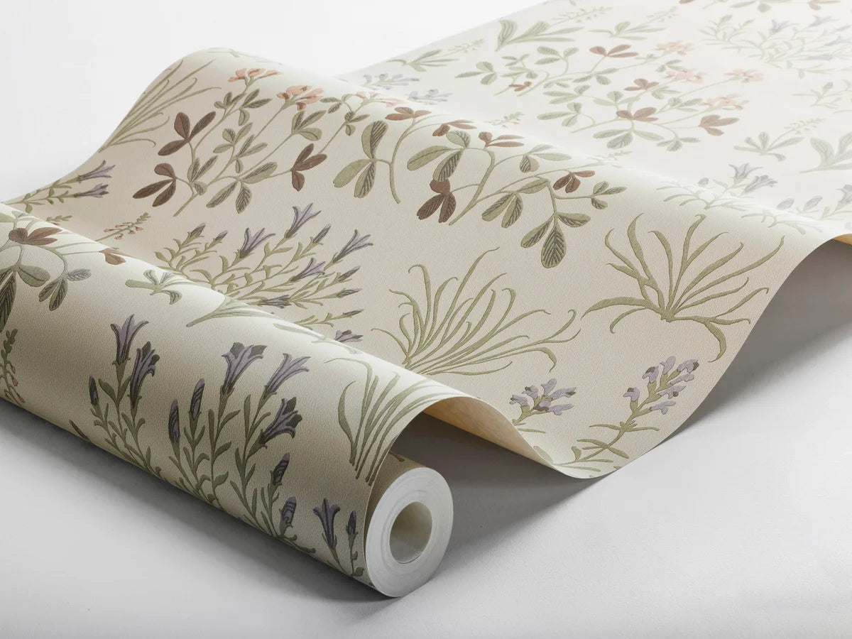 NORAS ANG Beige Floral Plant Motif Wallpaper with Brown