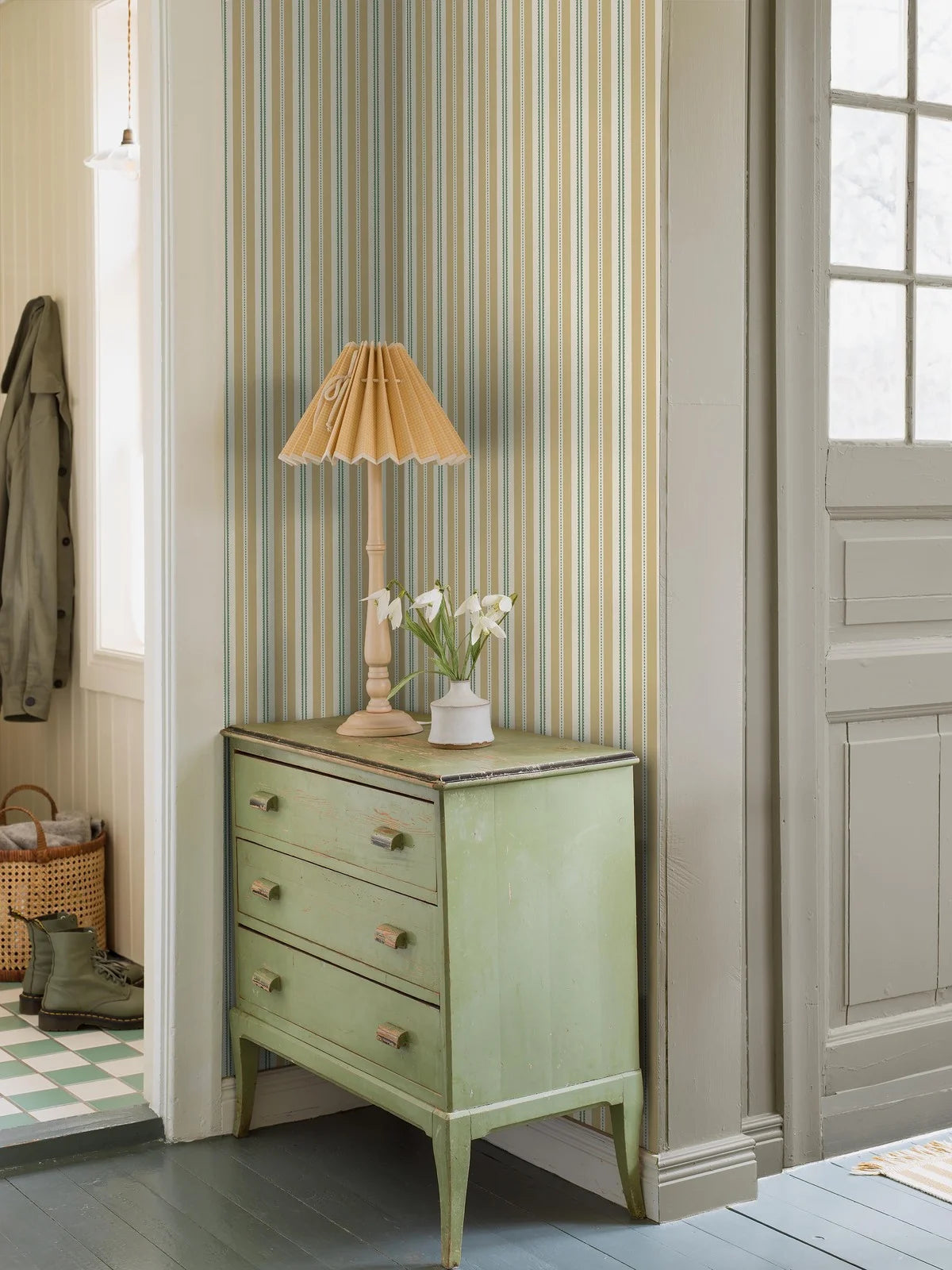HEDDA Yellow and White Striped Wallpaper