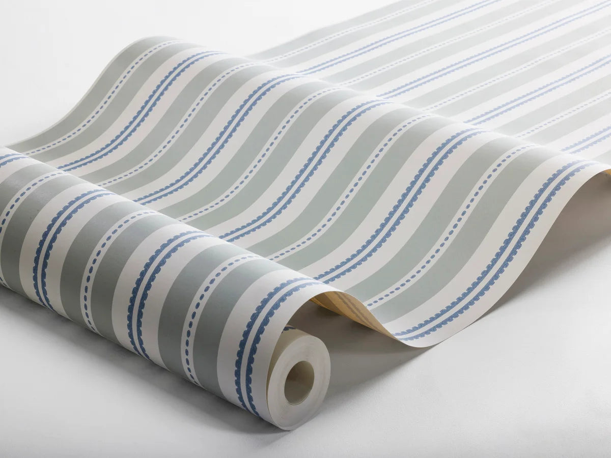 HEDDA Gray and White Striped Wallpaper