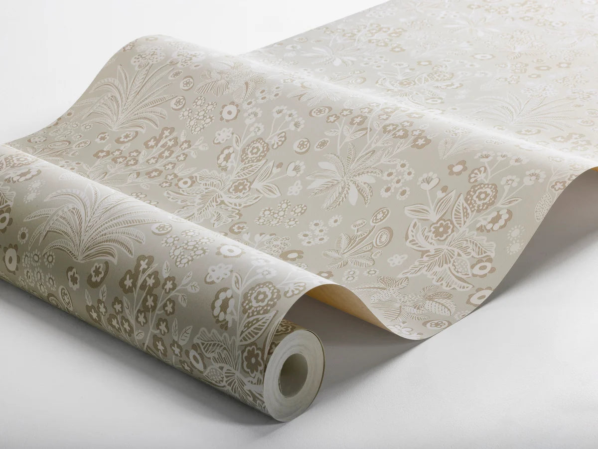 Beige floral pattern wallpaper TUVA with cream