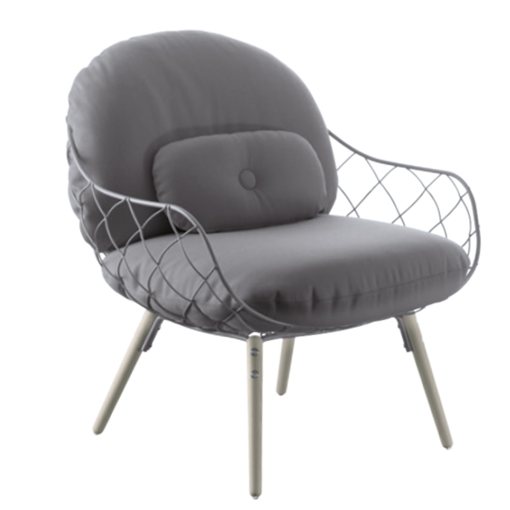 PIÑA armchair in gray with an ash base