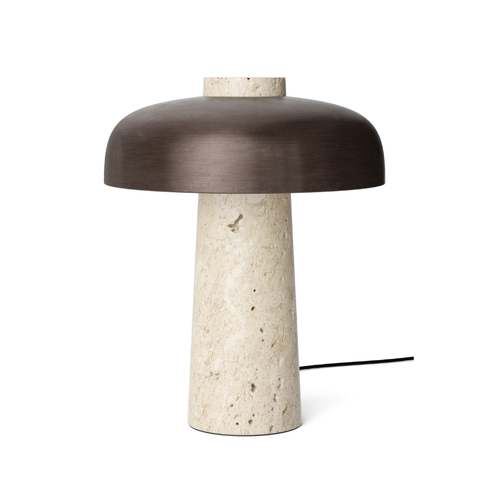 REVERSE Tischleuchte brauner Schirm mit Steinsockel