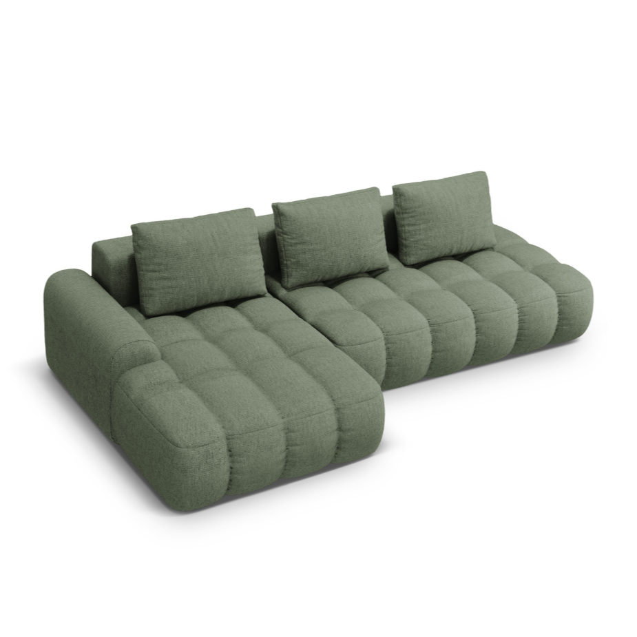 Left-sided corner sofa bed for 3 people LINZ olive
