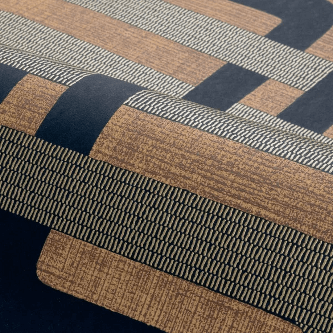 Tapeta z geometrycznym wzorem MATJARA - NOIR/DORÉ brązowy