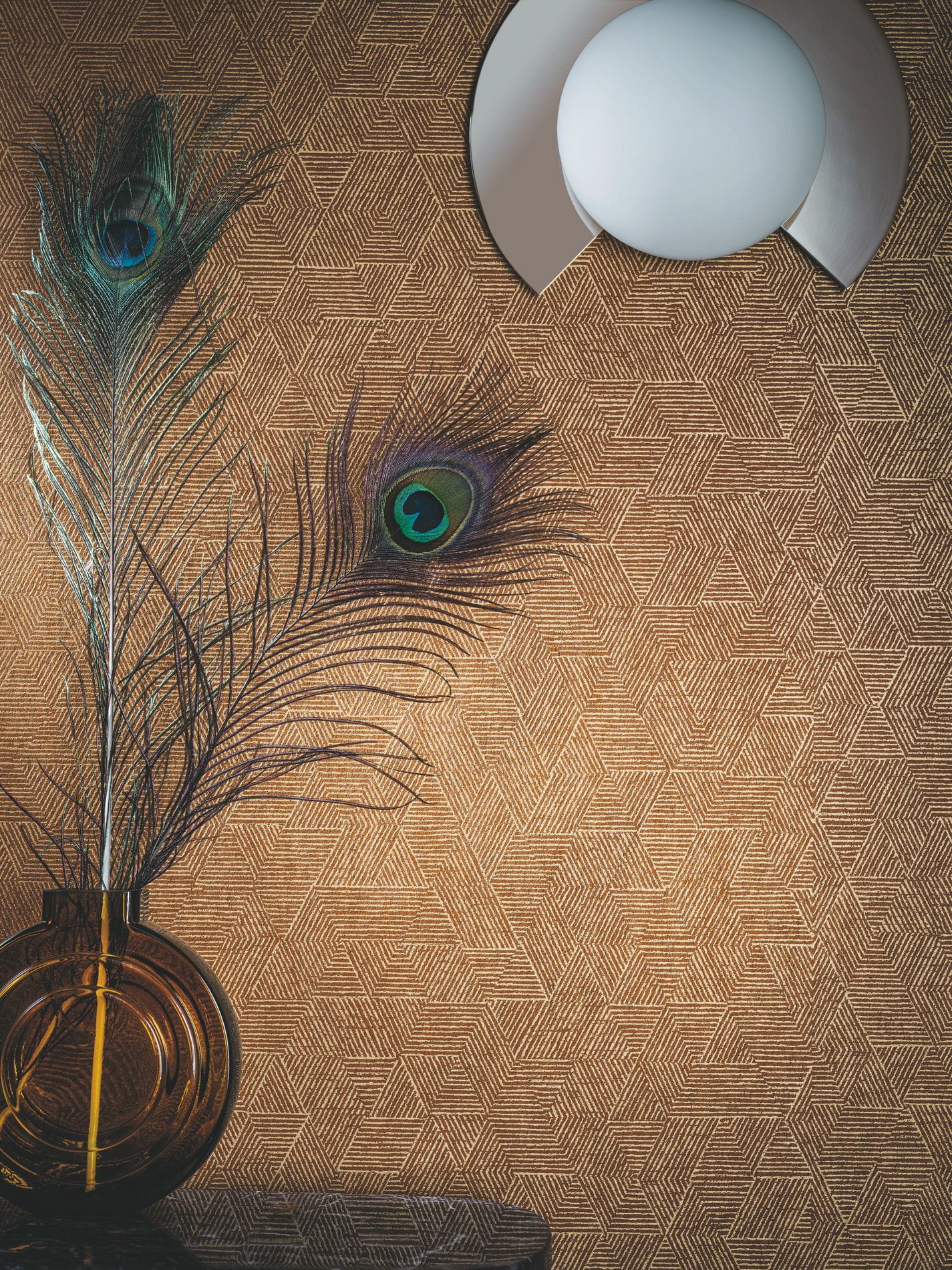 Geometric Pattern Wallpaper JOSEF - CARBONE Black with Gold