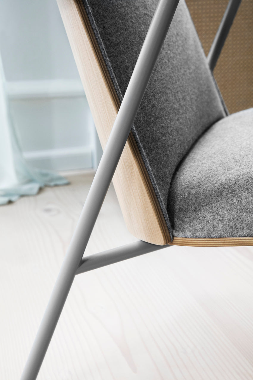 PAD armchair high black ash veneer with a black base
