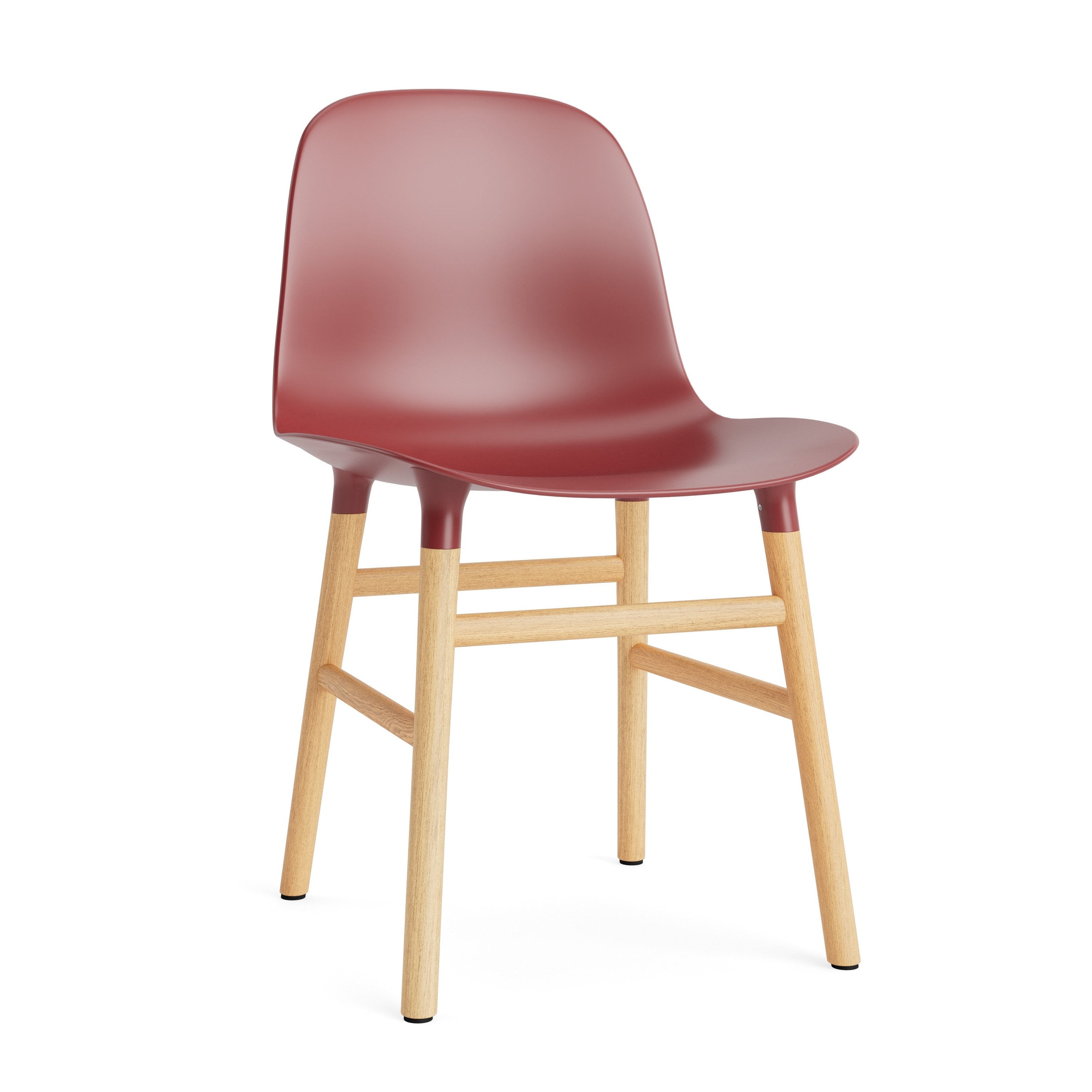 Chair burgundy forms with an oak base