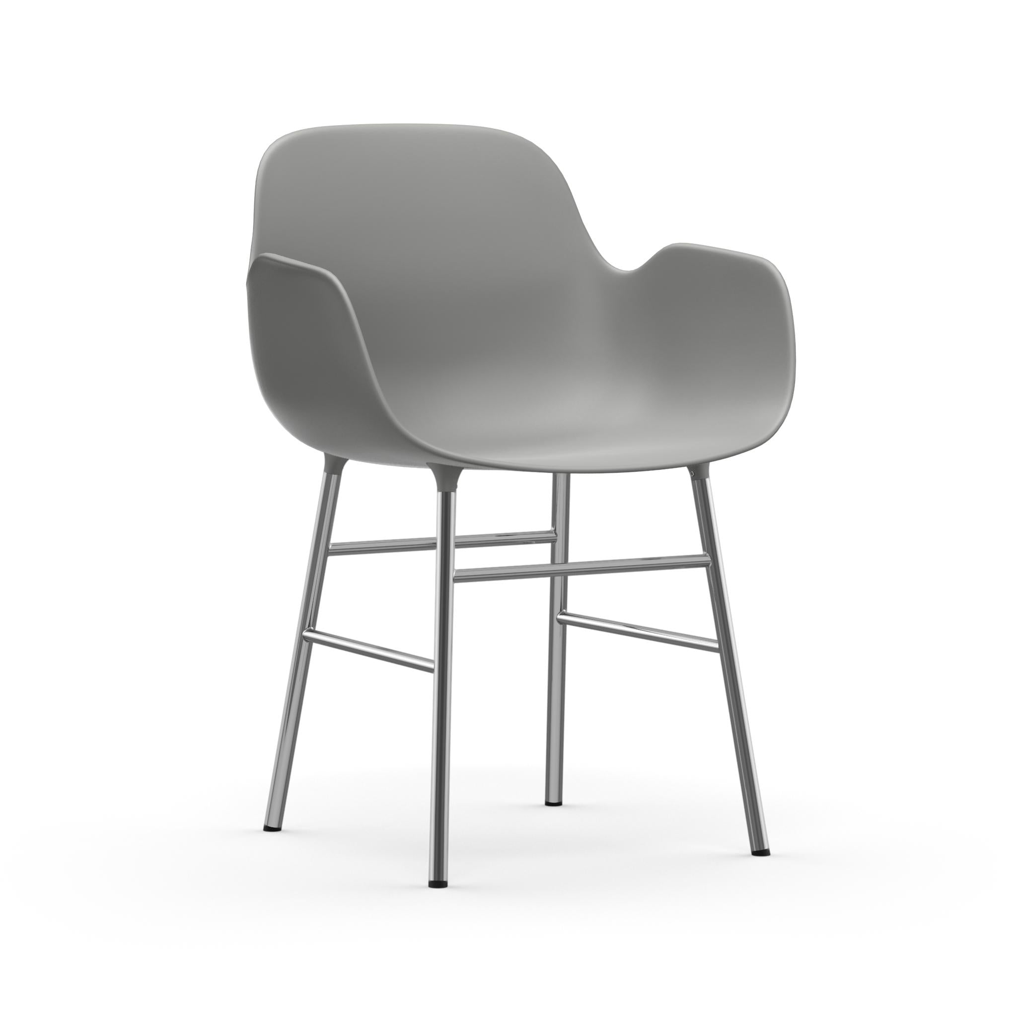 Chair with armrests gray forms with a chrome base