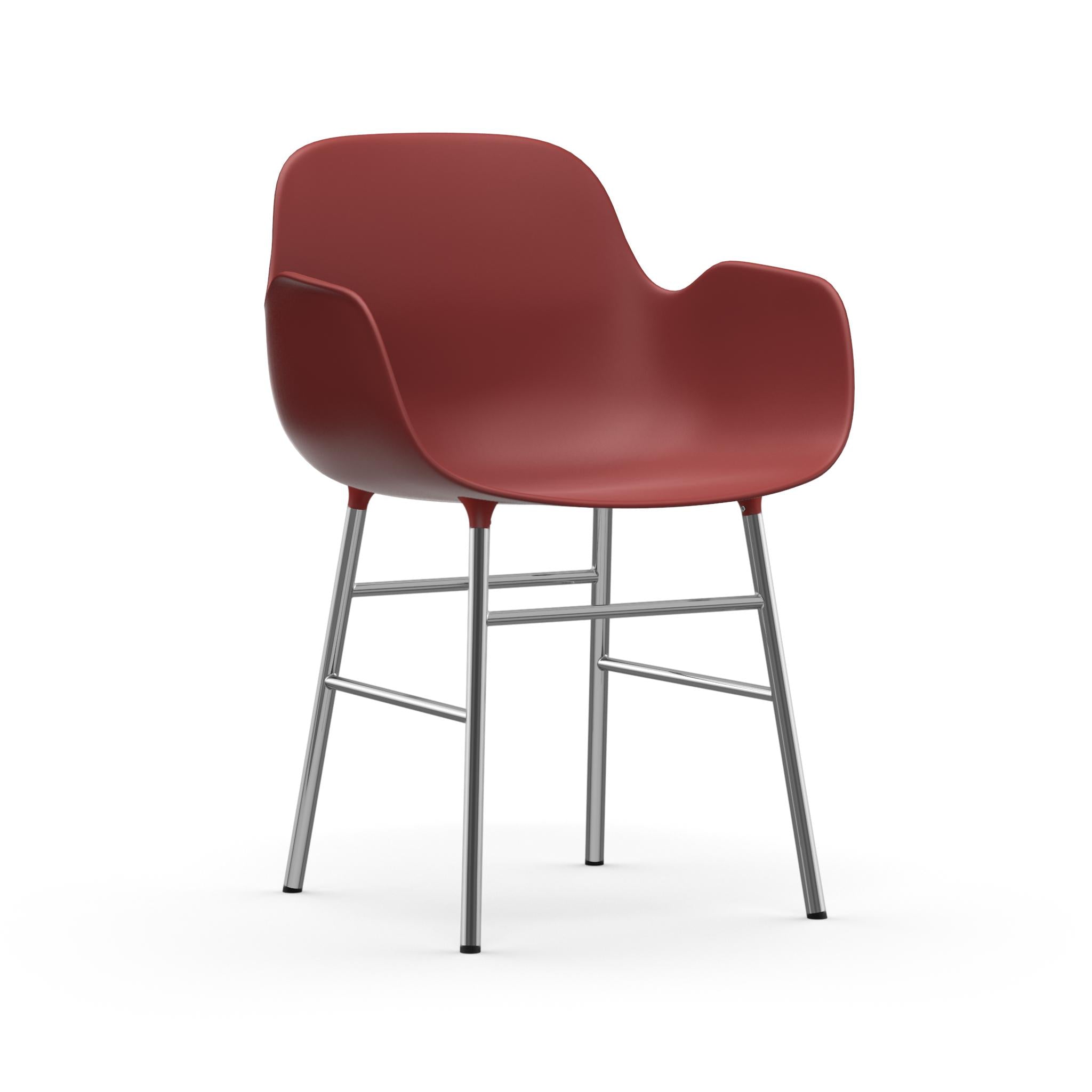 Chair with armrests of burgundy forms with a chrome base