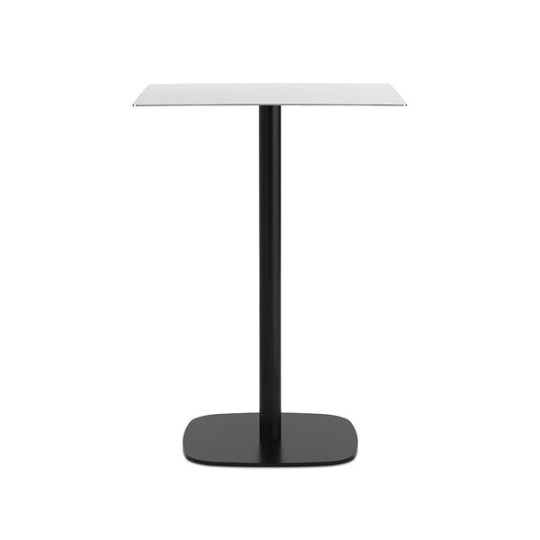 Square cafe table forms steel top with a black base