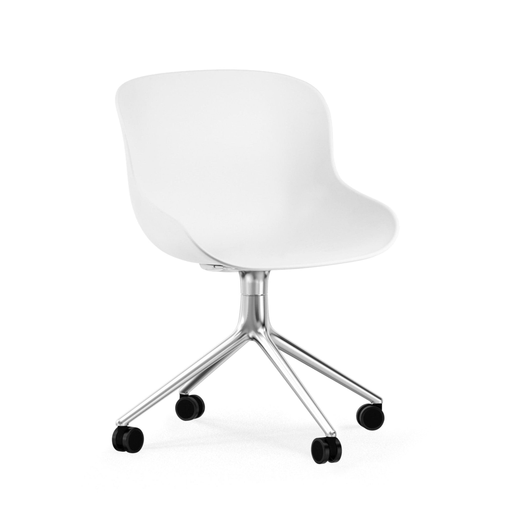 Hyg 4W white office chair with an aluminum base