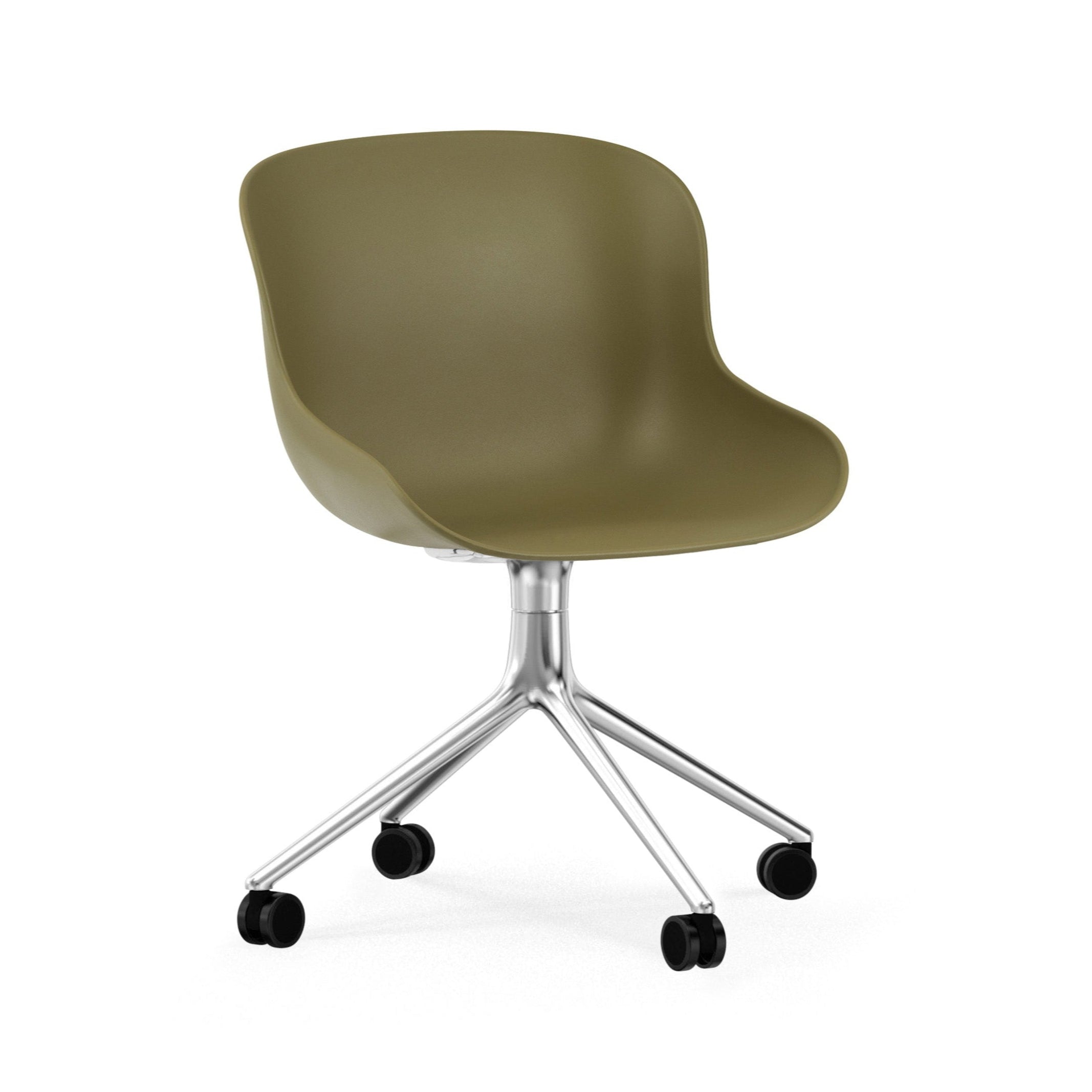 Hyg 4W olive office chair with an aluminum base