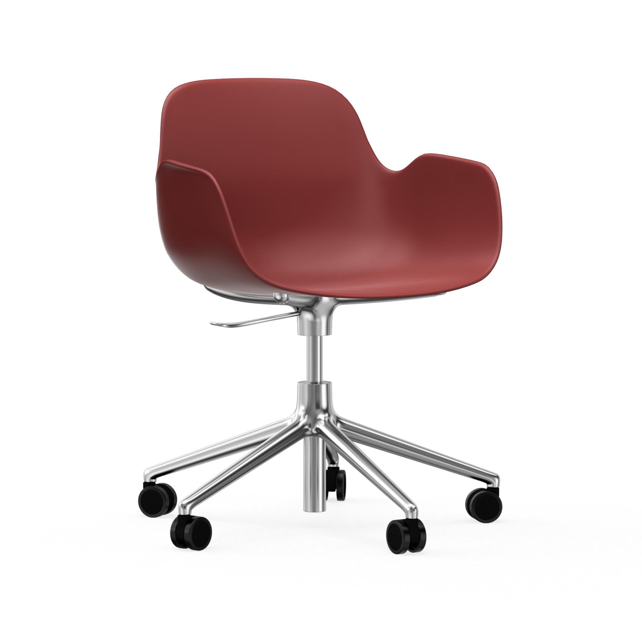 Office chair with armrests with adjustable 5W burgundy forms with an aluminum base