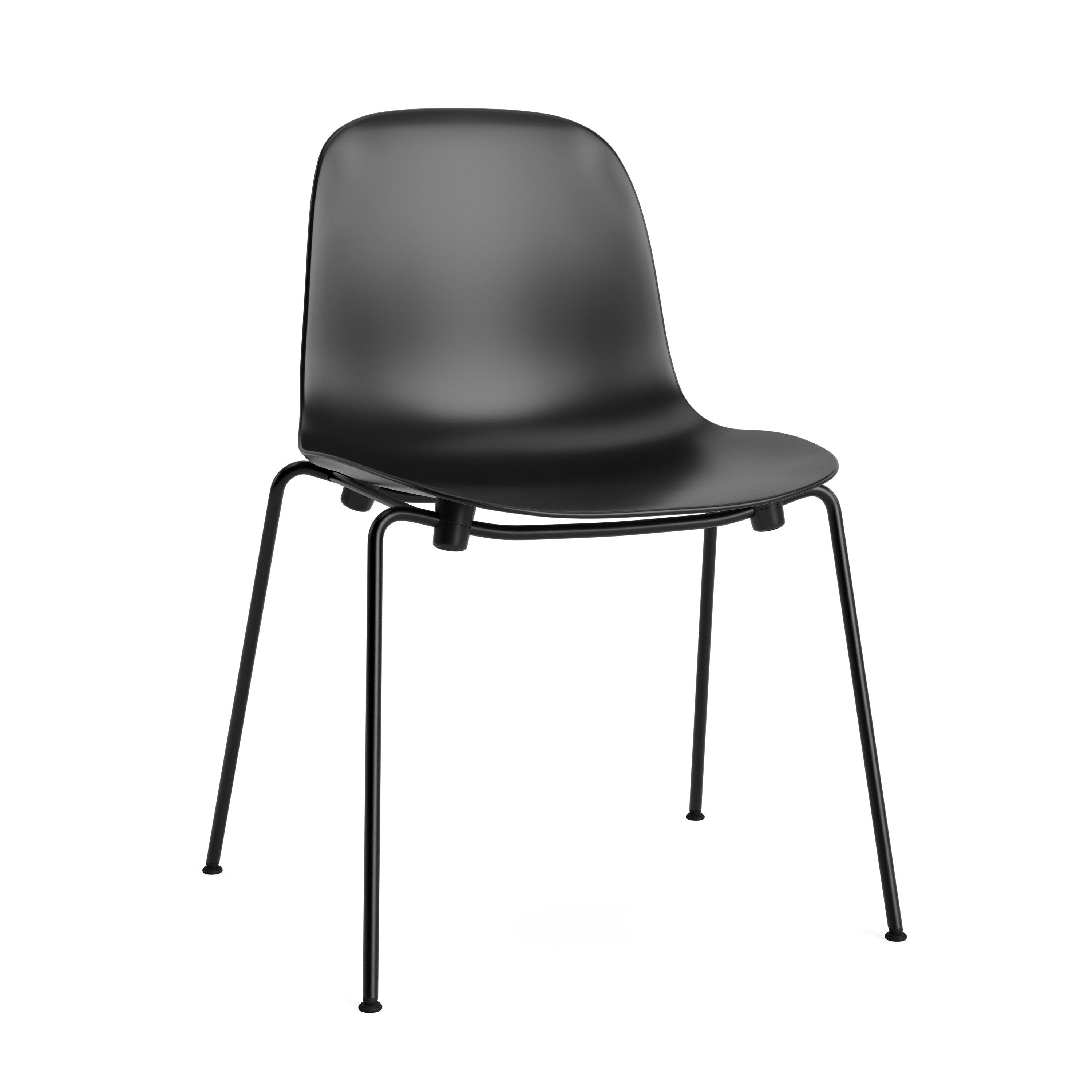 A chair of forms of black stacking with a black base