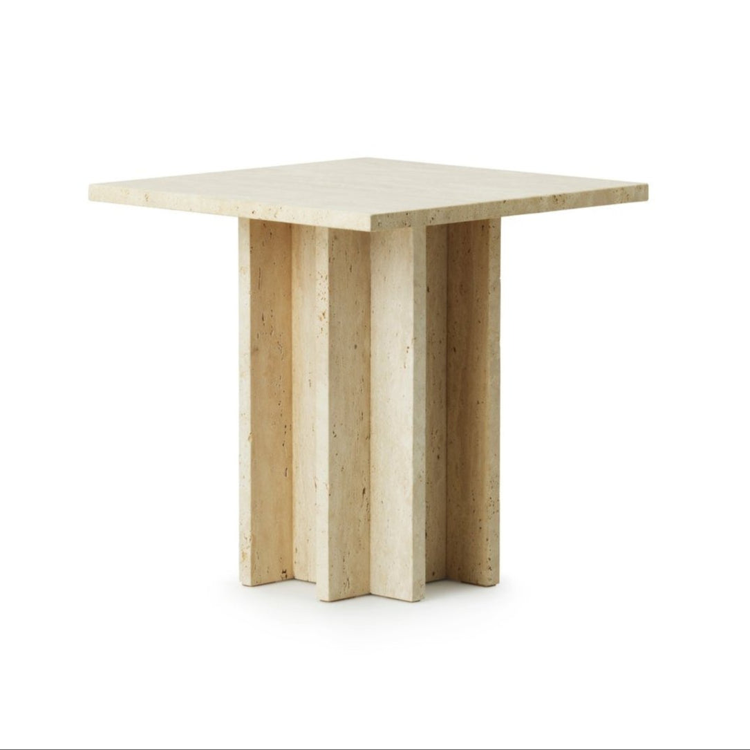 Edge travertine side table