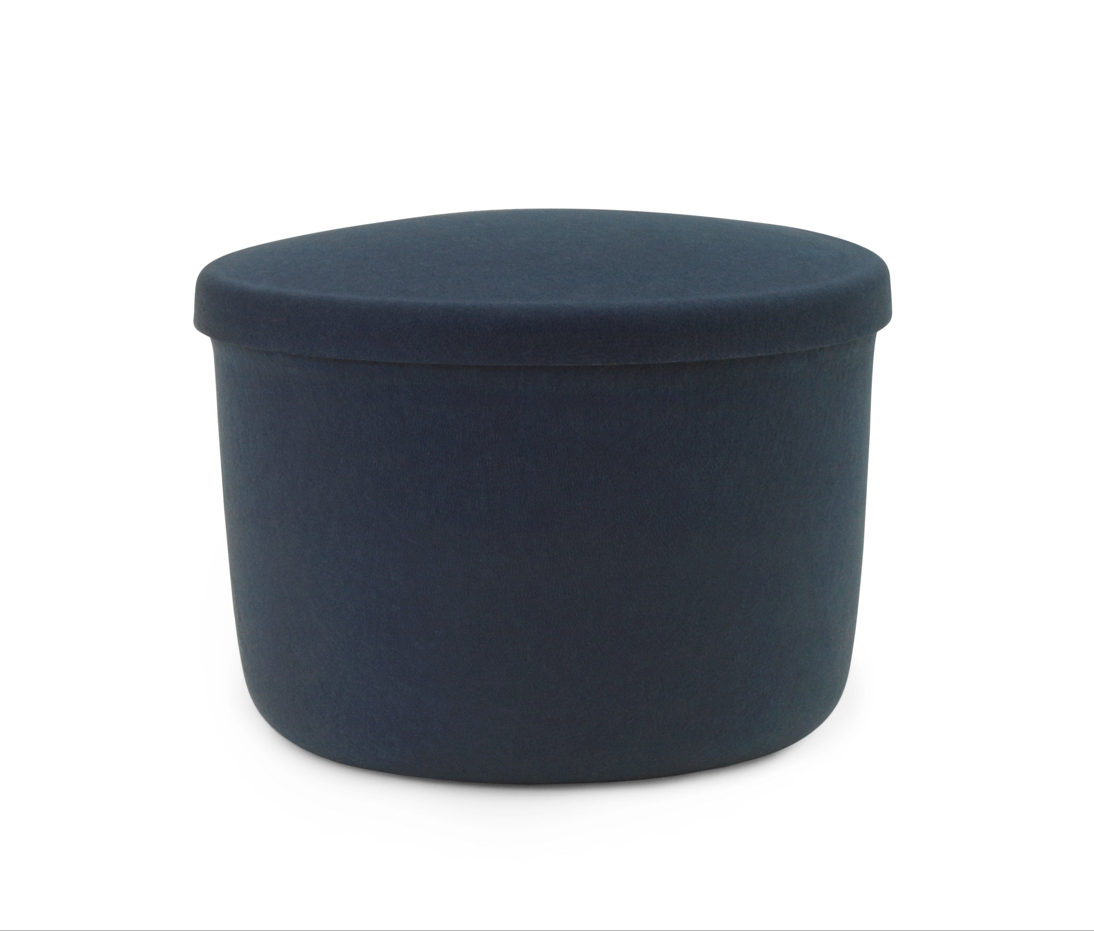 Pouf with hide blue storage