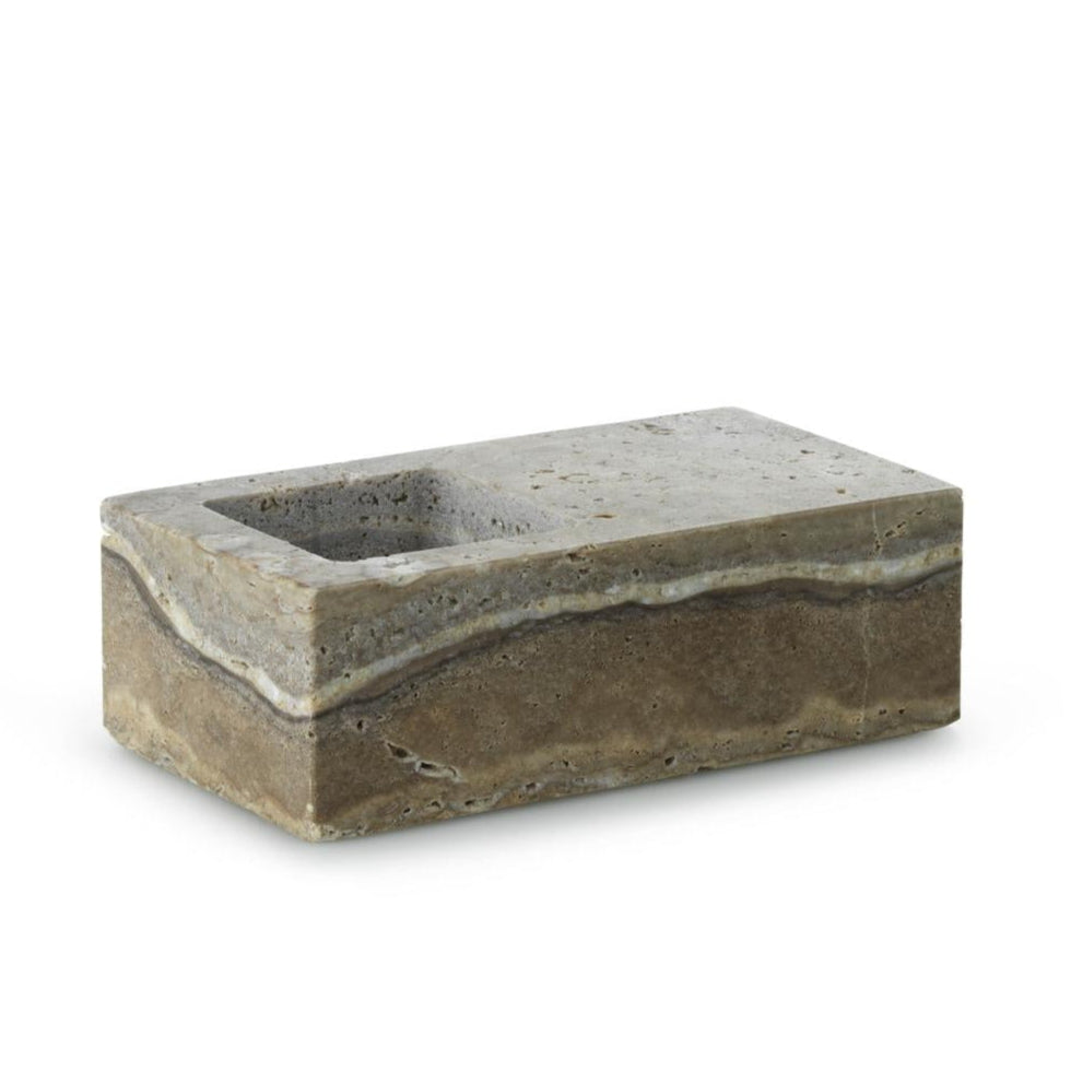 Kerzenhalter EVEN silber-braun Travertin