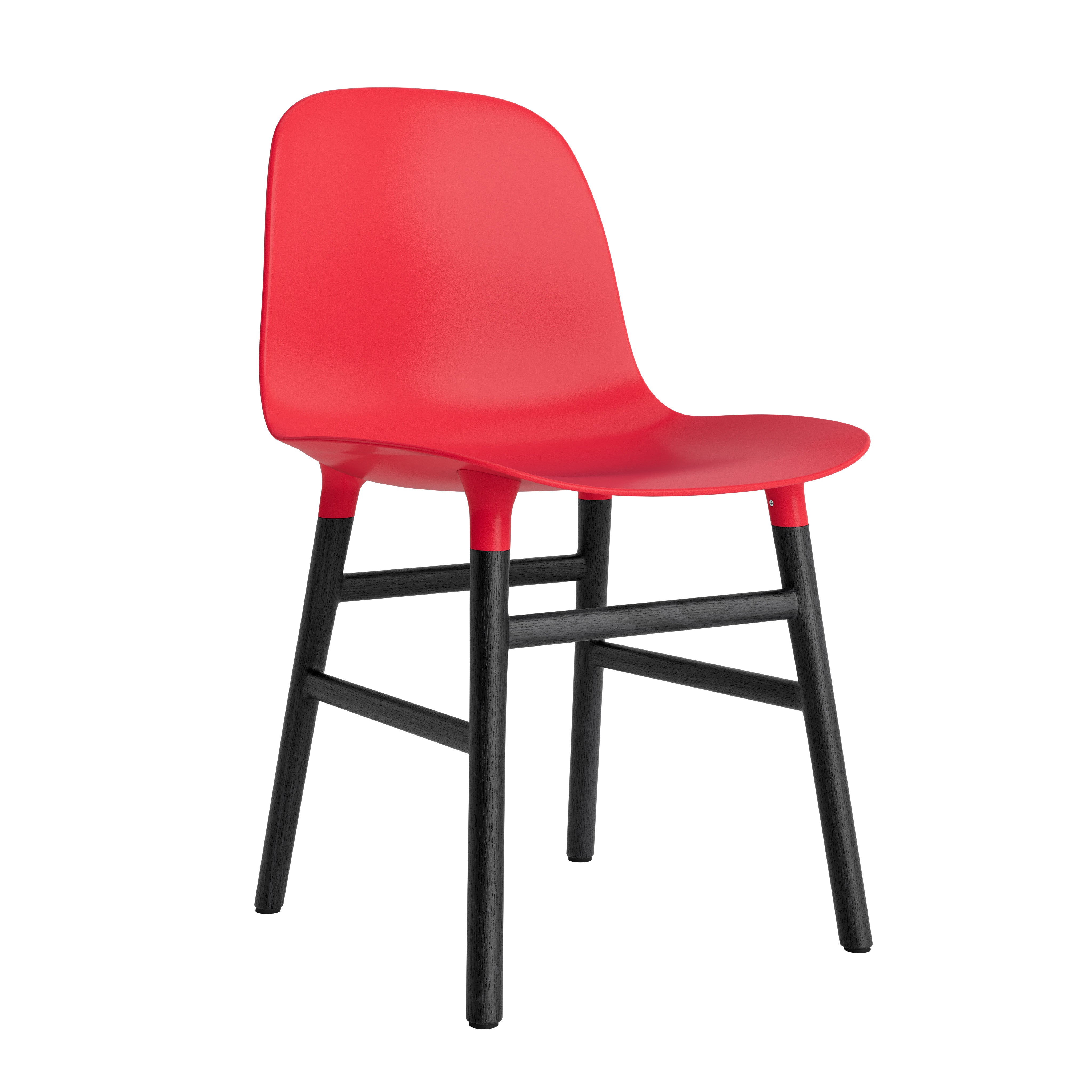 Red chair with a black oak base
