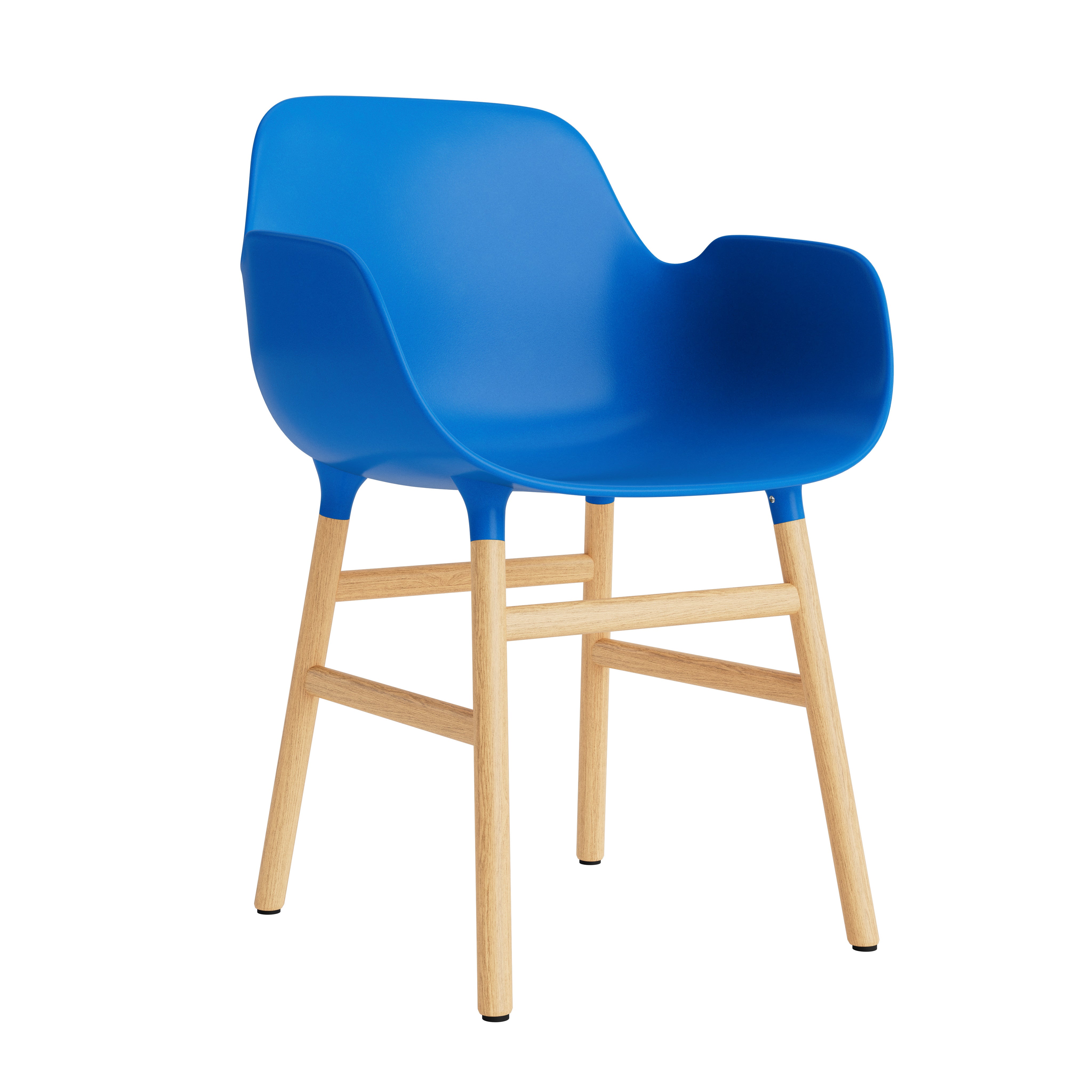 Chair with armrests blue forms with an oak base